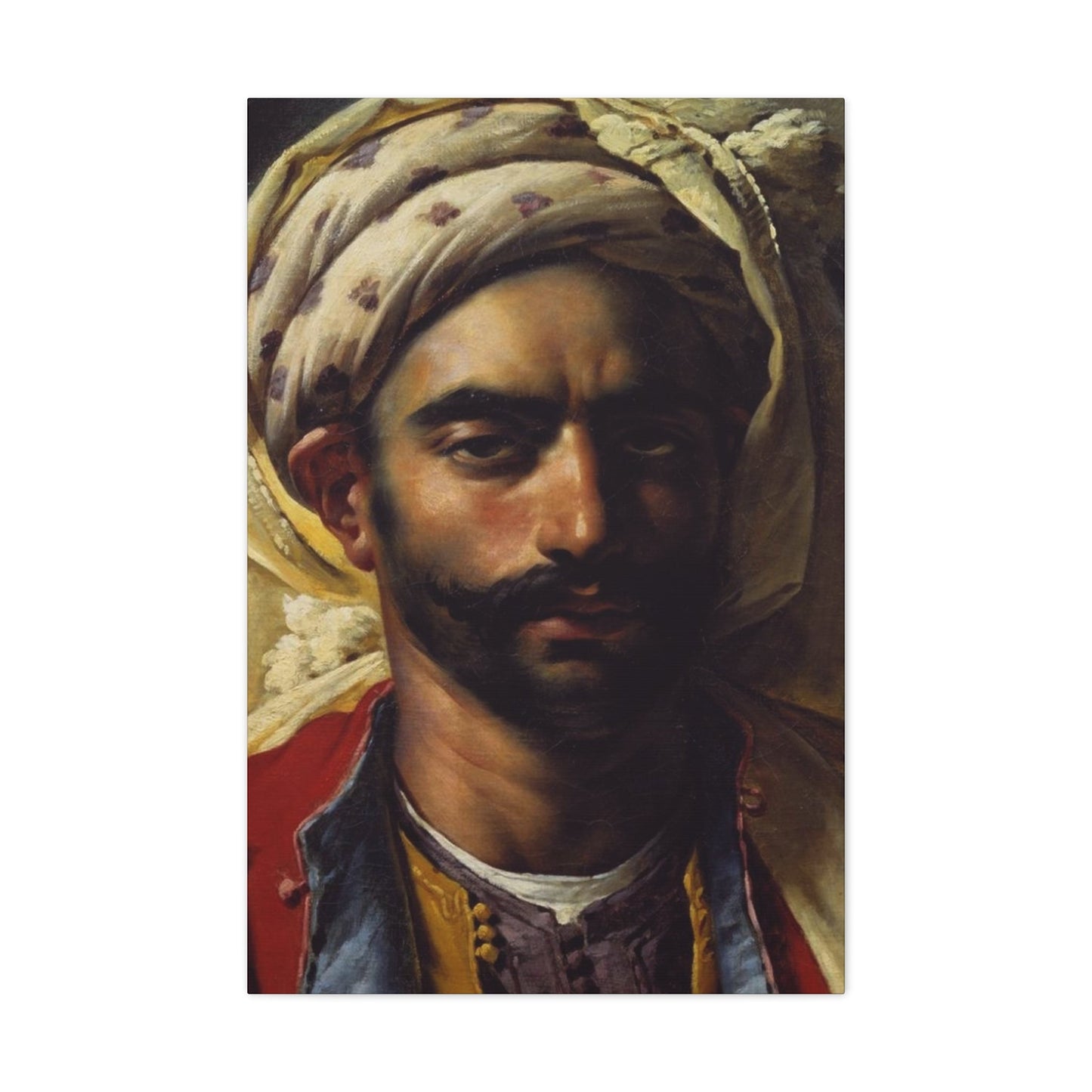 Anne-Louis Girodet de Roussy-Trioson (1767-1824) Portrait de Mustapha 1819 - Canvas Wall Art-24″ x 36″-The Sticker Space