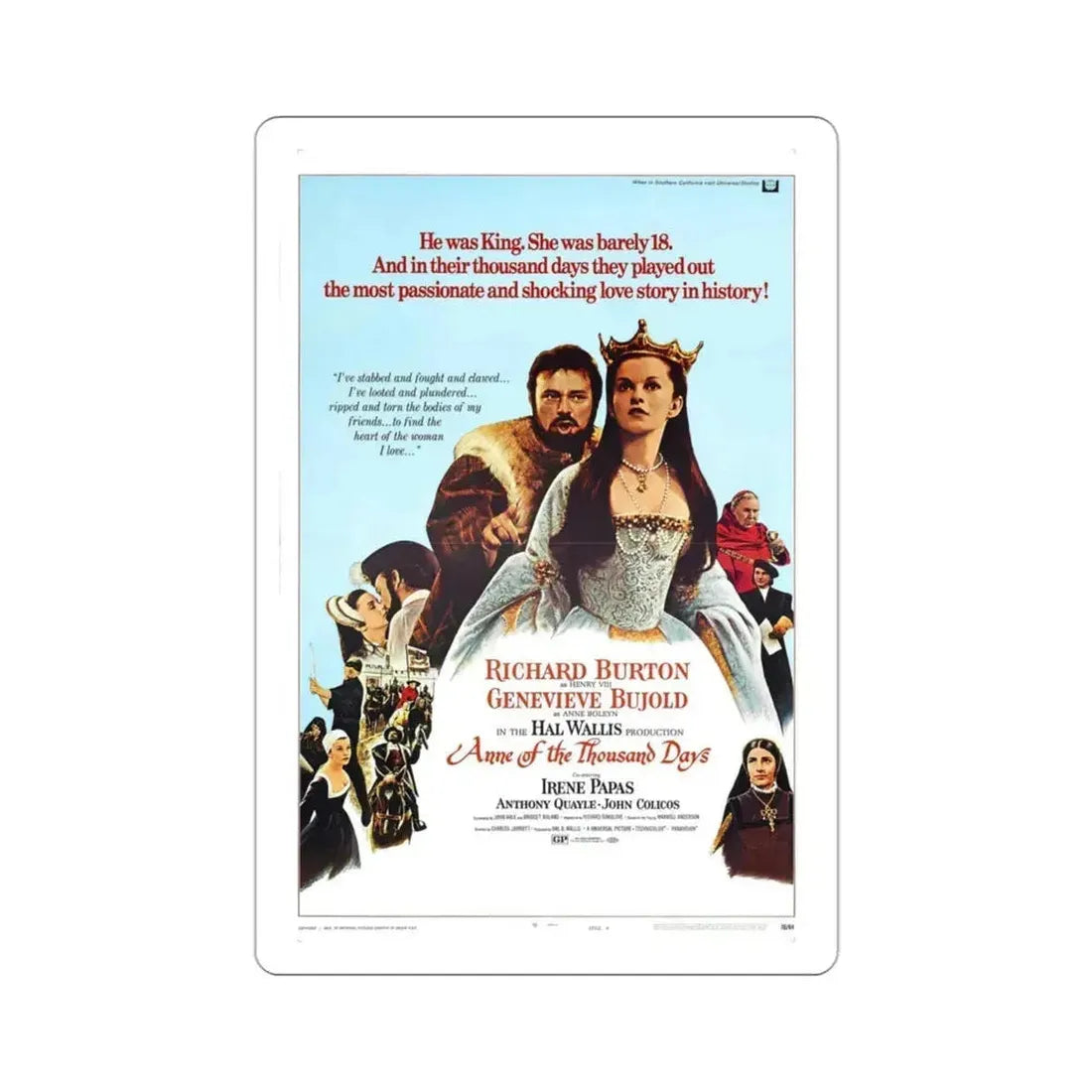 Anne of the Thousand Days 1969 Movie Poster STICKER Vinyl Die-Cut Decal 3 Inch - The Sticker Space