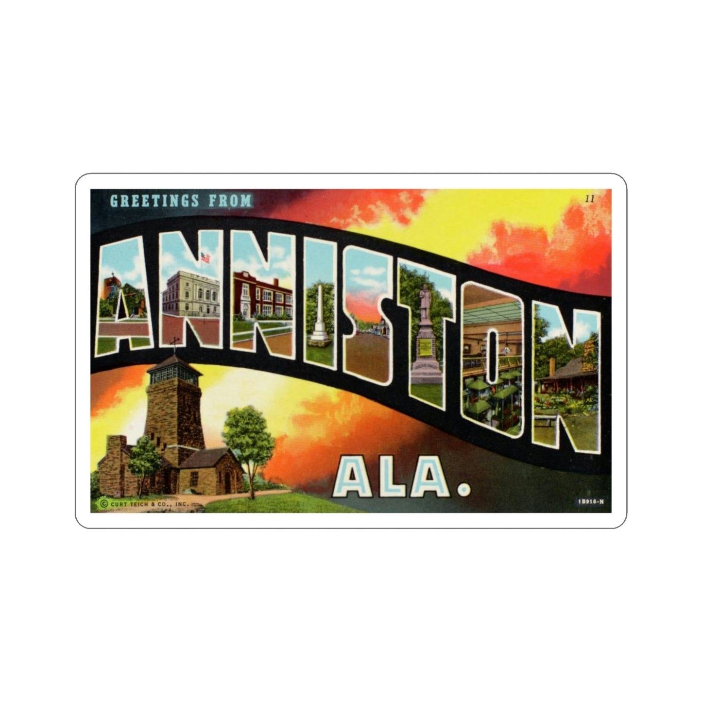 Anniston Alabama (Greeting Cards) STICKER Vinyl Die-Cut Decal-4 Inch-The Sticker Space