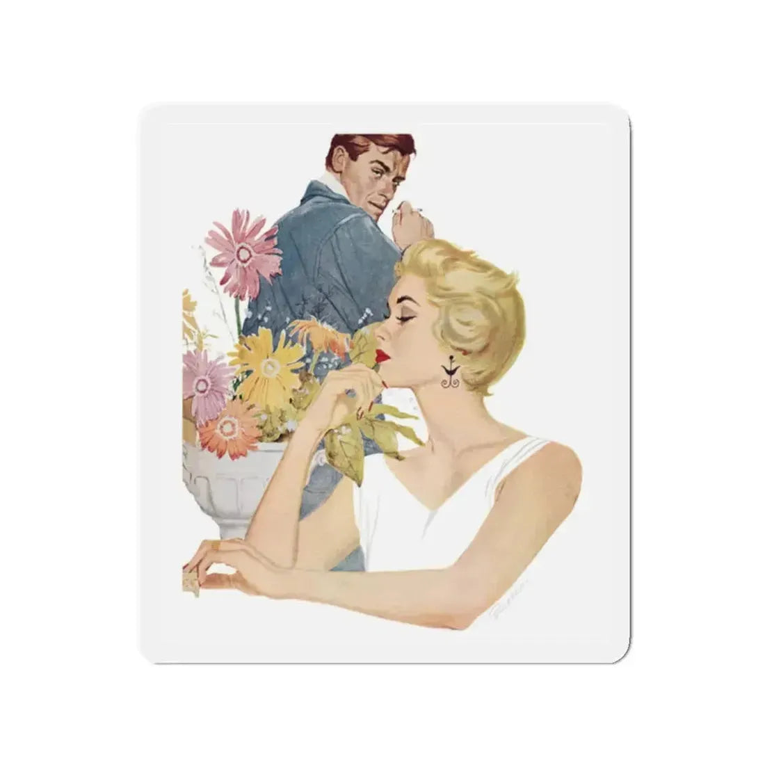 Anniversary Quarrel by Marnie Ellington, Woman's Own magazine, 1957 (Magazine Illustration) Refrigerator Magnet 2 Inch - The Sticker Space