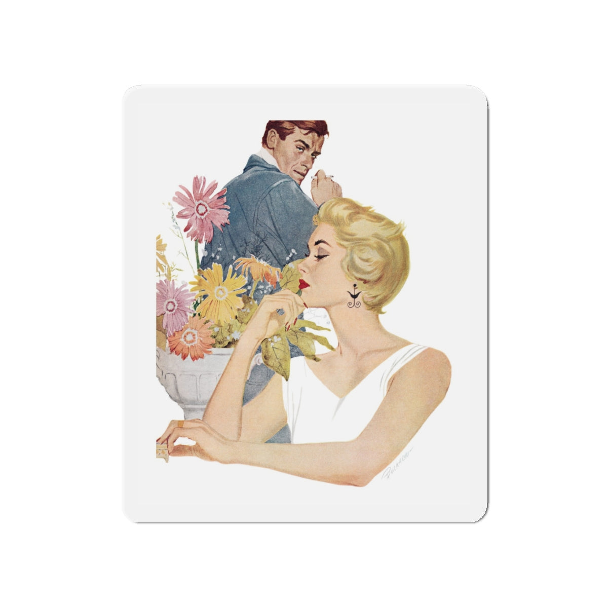 Anniversary Quarrel by Marnie Ellington, Woman's Own magazine, 1957 (Magazine Illustration) Refrigerator Magnet-4" x 4"-The Sticker Space