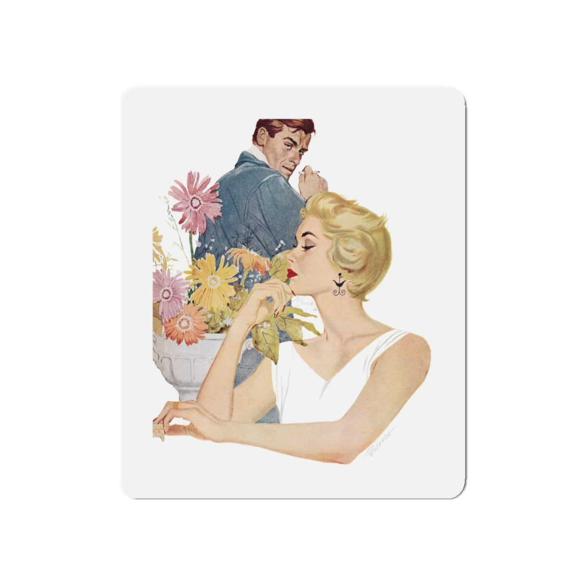 Anniversary Quarrel by Marnie Ellington, Woman's Own magazine, 1957 (Magazine Illustration) Refrigerator Magnet-5" x 5"-The Sticker Space