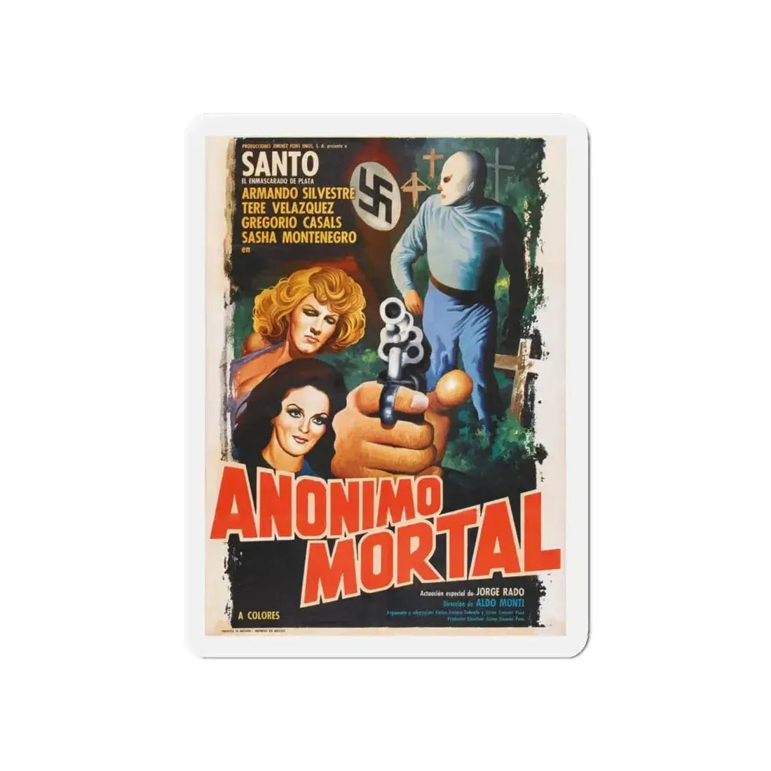 ANONIMOUS DEATH MESSAGE (SANTO) 1975 Movie Poster - Refrigerator Magnet - The Sticker Space