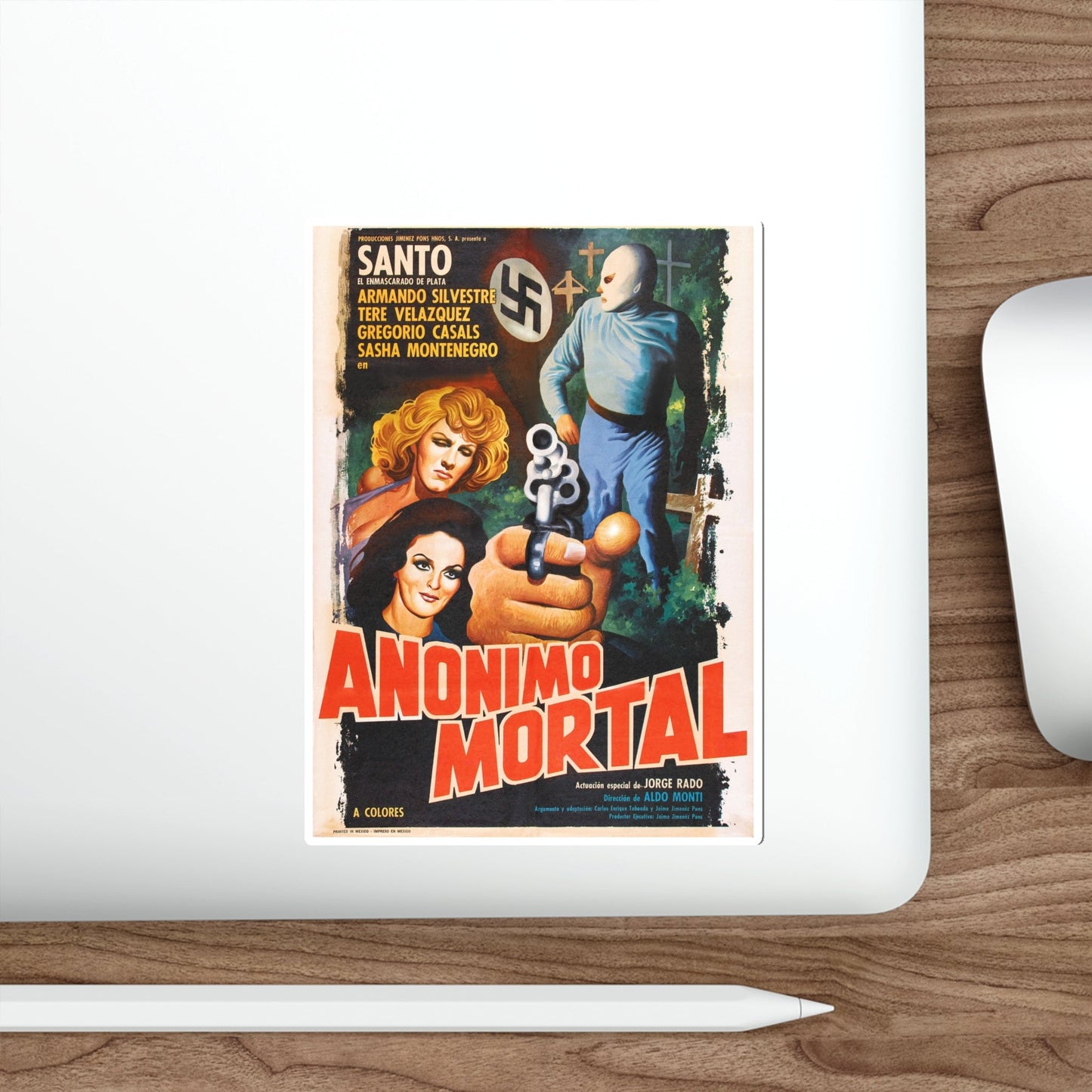 ANONIMOUS DEATH MESSAGE (SANTO) 1975 Movie Poster STICKER Vinyl Die-Cut Decal-The Sticker Space