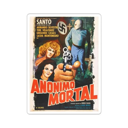 ANONIMOUS DEATH MESSAGE (SANTO) 1975 Movie Poster - STICKER Vinyl Kiss-Cut Decal 3 Inch White - The Sticker Space