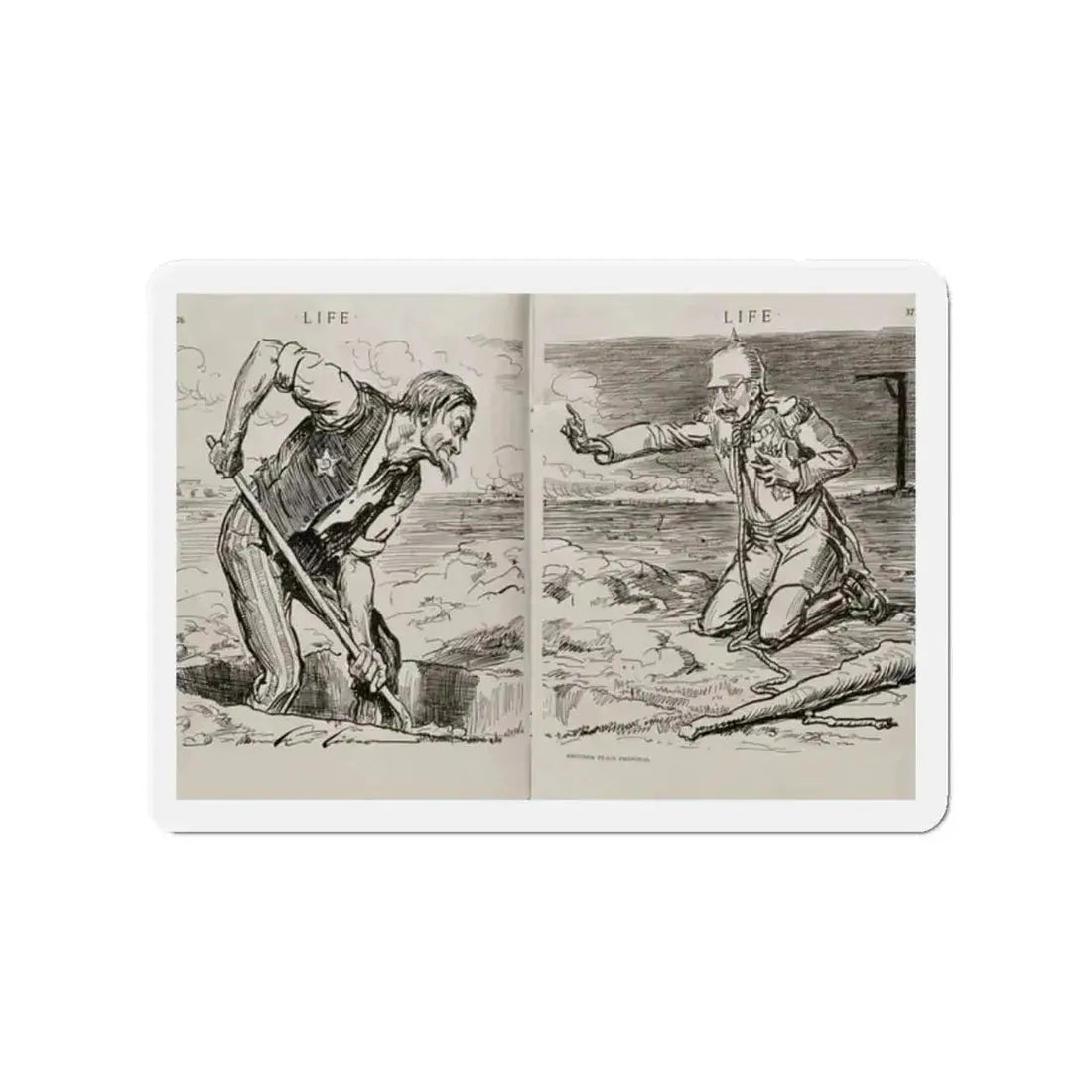 Another Peace Proposal, Life Magazine, September 6, 1917 (Magazine Illustration) Refrigerator Magnet 2 Inch - The Sticker Space