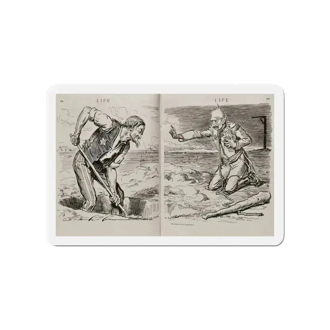 Another Peace Proposal, Life Magazine, September 6, 1917 (Magazine Illustration) Refrigerator Magnet 4 Inch - The Sticker Space