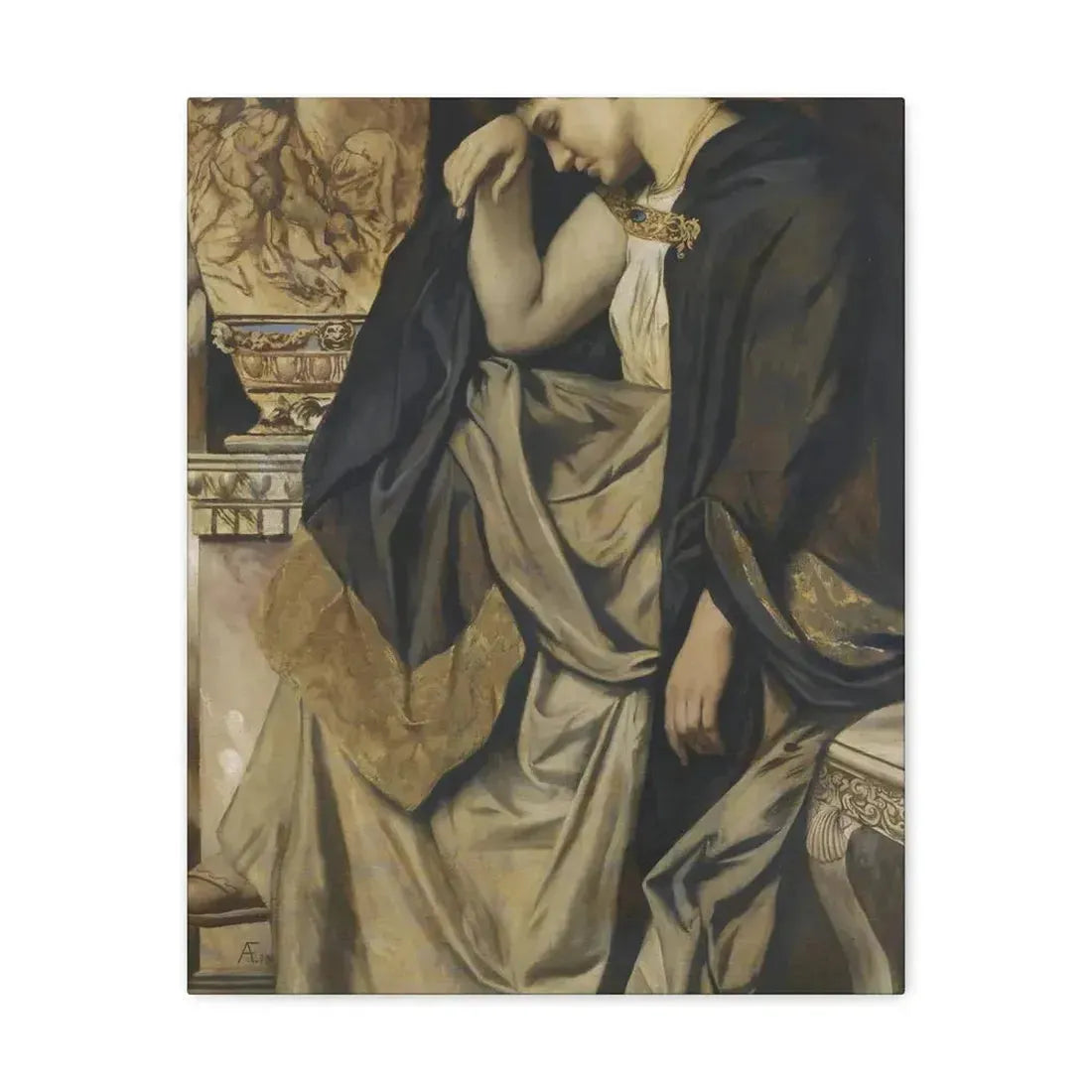Anselm Feuerbach (1829-1880) Medea an der Urne 1873 - Canvas Wall Art 16″ x 20″ 1.25" - The Sticker Space