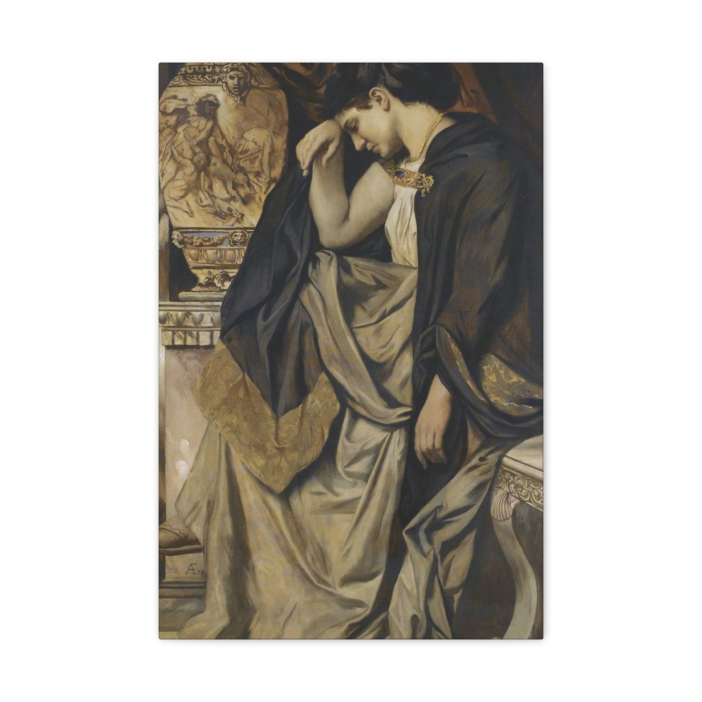 Anselm Feuerbach (1829-1880) Medea an der Urne 1873 - Canvas Wall Art-16″ x 24″-The Sticker Space