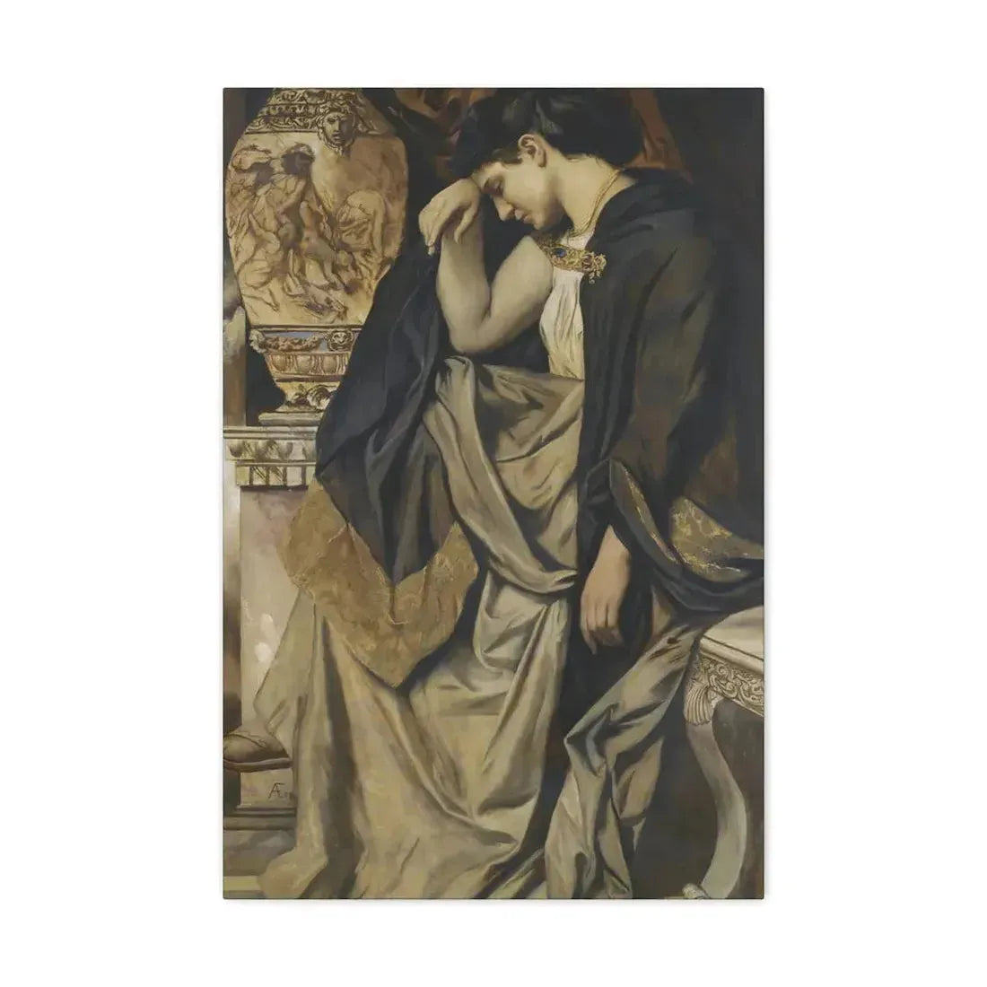 Anselm Feuerbach (1829-1880) Medea an der Urne 1873 - Canvas Wall Art 20″ x 30″ 1.25" - The Sticker Space