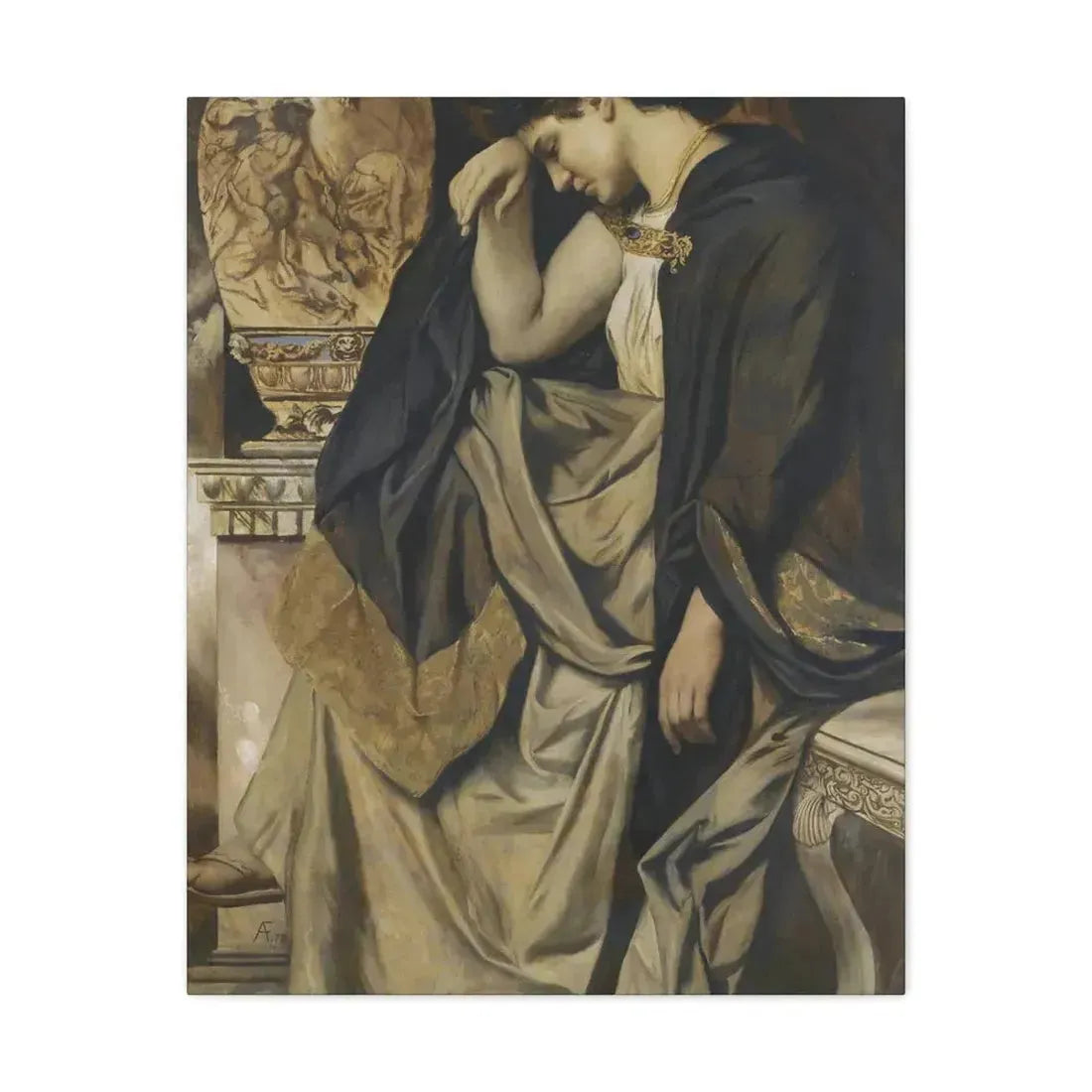 Anselm Feuerbach (1829-1880) Medea an der Urne 1873 - Canvas Wall Art 24″ x 30″ 1.25" - The Sticker Space