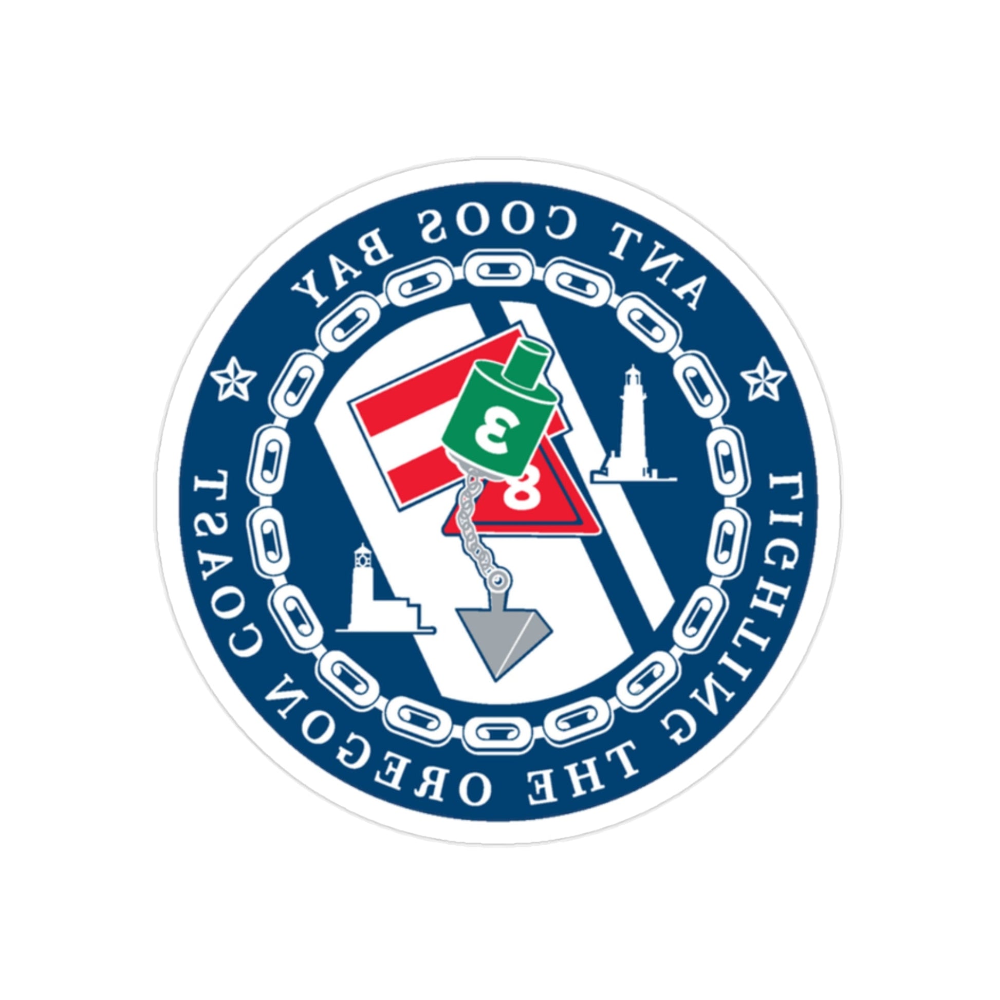 ANT Coos Bay Oregon (U.S. Coast Guard) REVERSE PRINT Transparent STICKER-2" × 2"-The Sticker Space