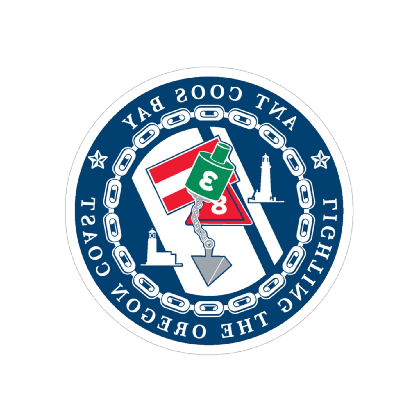 ANT Coos Bay Oregon (U.S. Coast Guard) REVERSE PRINT Transparent STICKER-3" × 3"-The Sticker Space