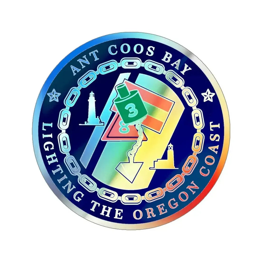 ANT Coos Bay Oregon (U.S. Coast Guard) Holographic STICKER Die-Cut Vinyl Decal 6 Inch Holographic - The Sticker Space