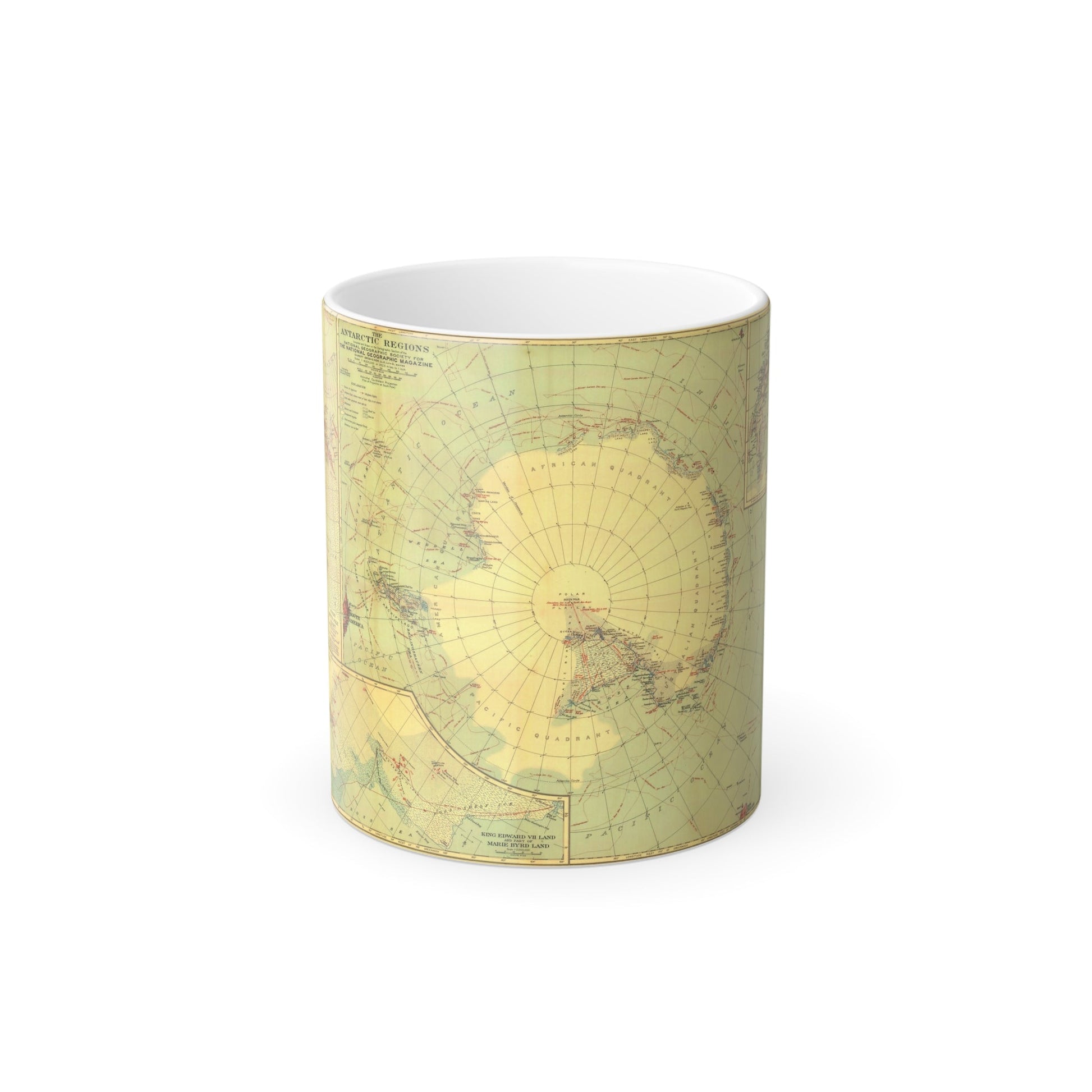 Antarctic Regions (1932) (Map) Color Changing Mug 11oz-11oz-The Sticker Space