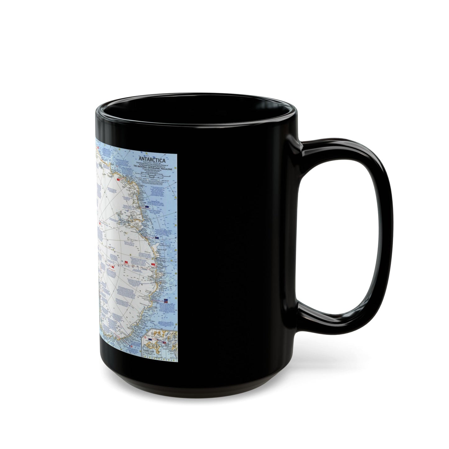 Antarctica (1963) (Map) Black Coffee Mug-The Sticker Space