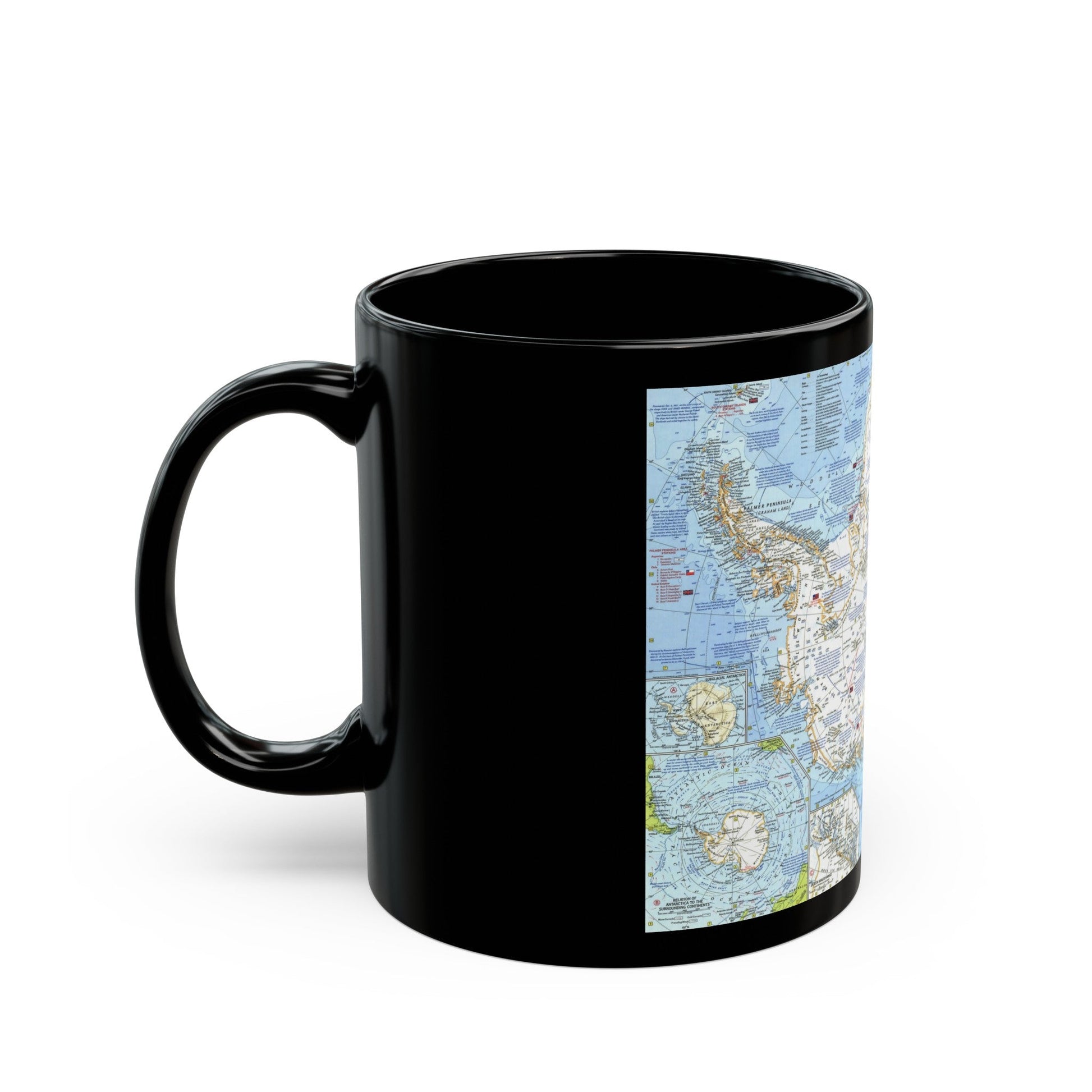 Antarctica (1963) (Map) Black Coffee Mug-The Sticker Space