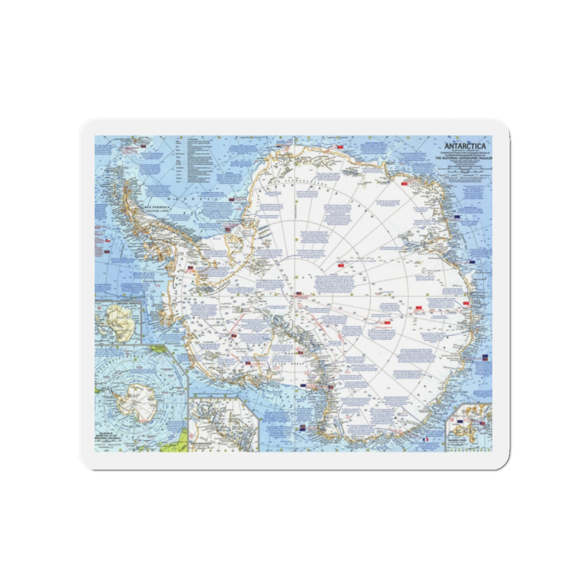 Antarctica (1963) (Map) Refrigerator Magnet-2" x 2"-The Sticker Space