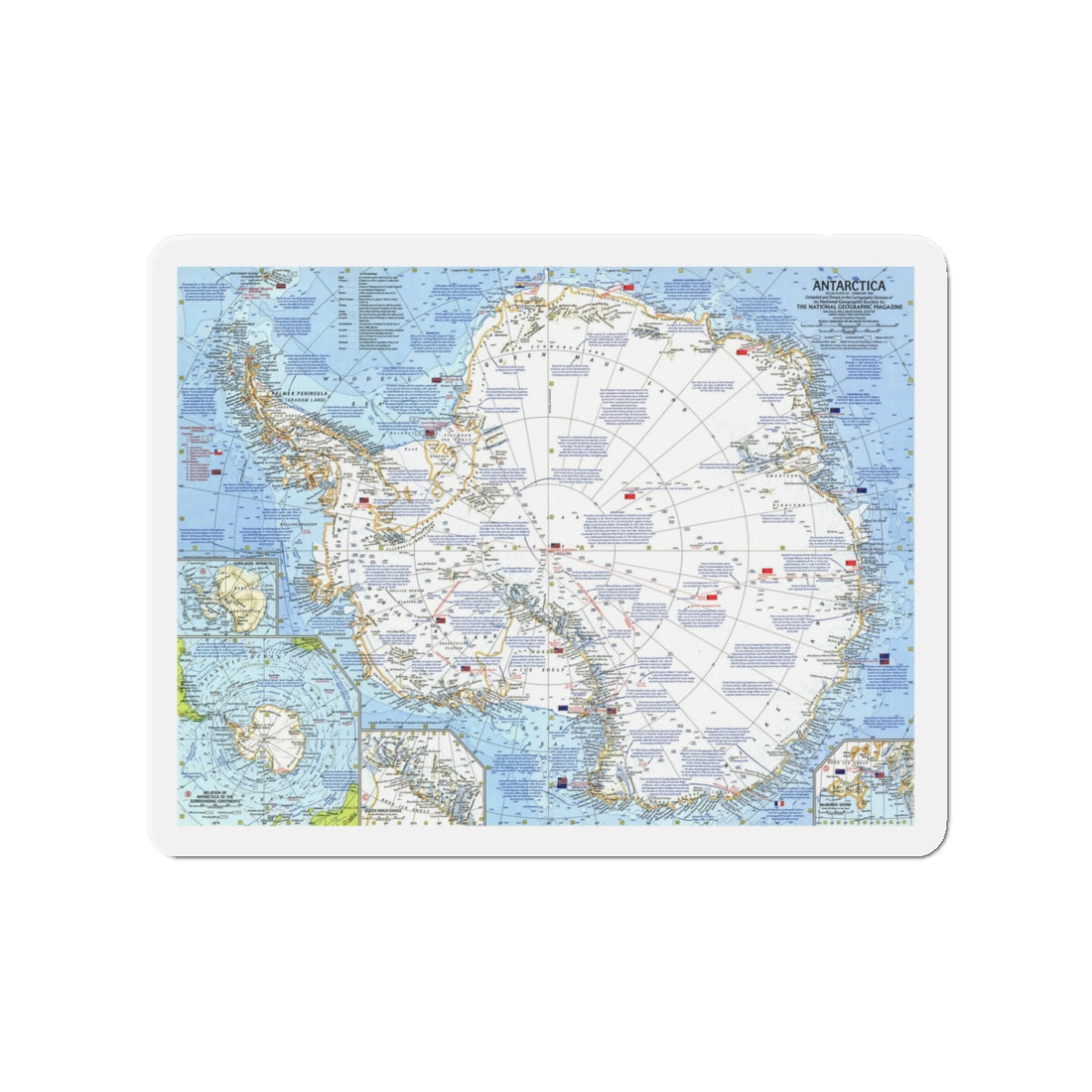 Antarctica (1963) (Map) Refrigerator Magnet-3" x 3"-The Sticker Space