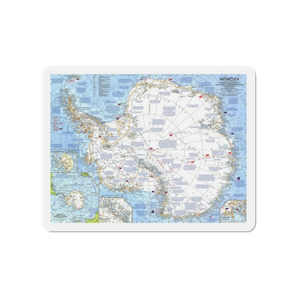 Antarctica (1963) (Map) Refrigerator Magnet-4" x 4"-The Sticker Space