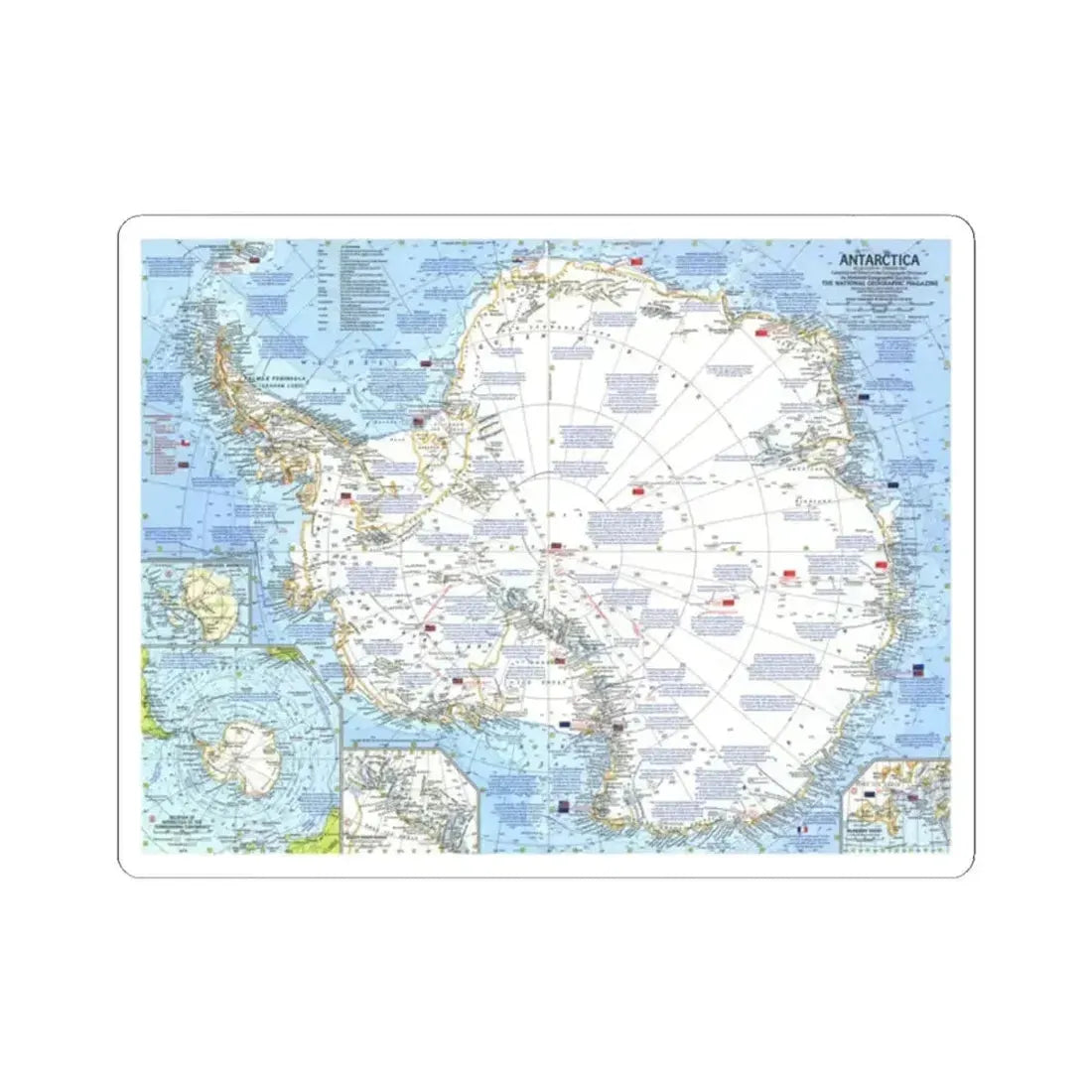 Antarctica (1963) (Map) STICKER Vinyl Kiss-Cut Decal 2 Inch White - The Sticker Space