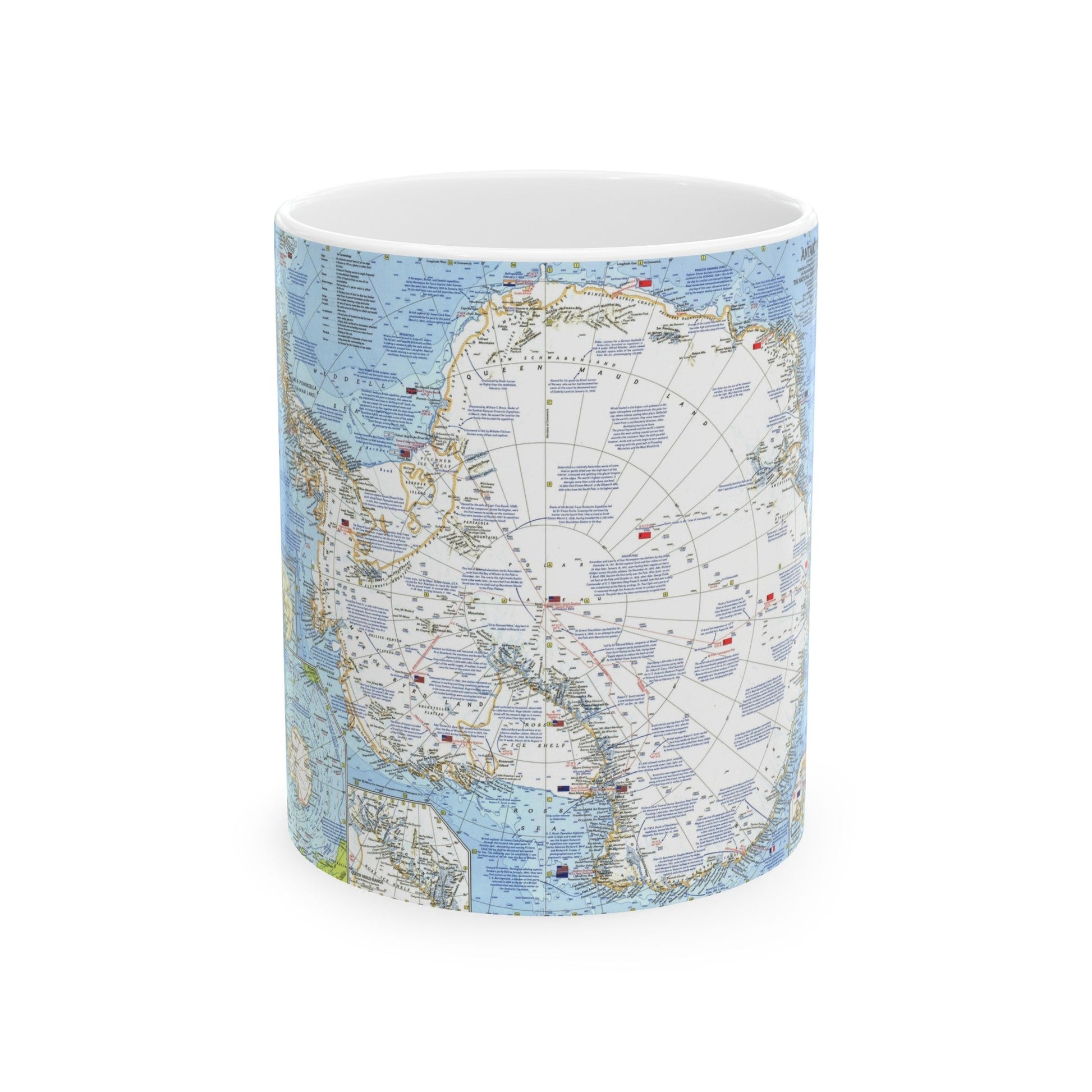 Antarctica (1963) (Map) White Coffee Mug-11oz-The Sticker Space