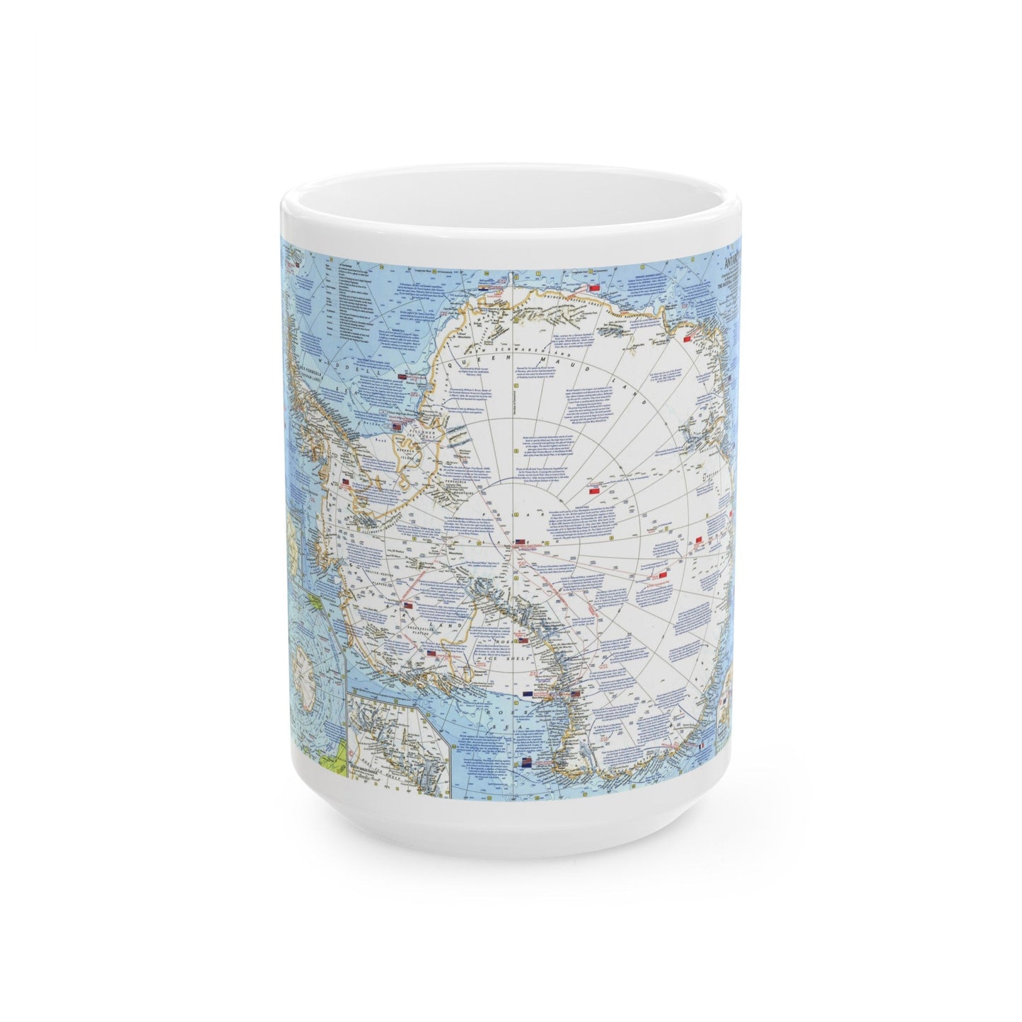 Antarctica (1963) (Map) White Coffee Mug-15oz-The Sticker Space