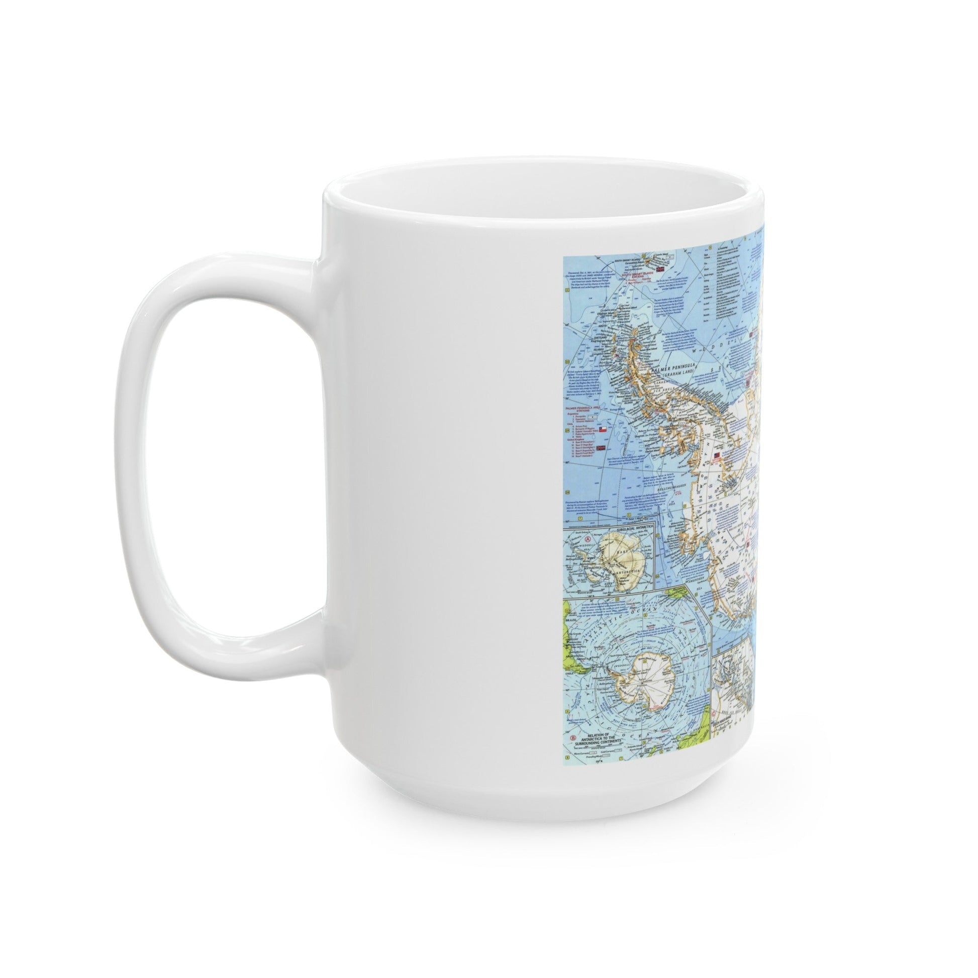 Antarctica (1963) (Map) White Coffee Mug-The Sticker Space