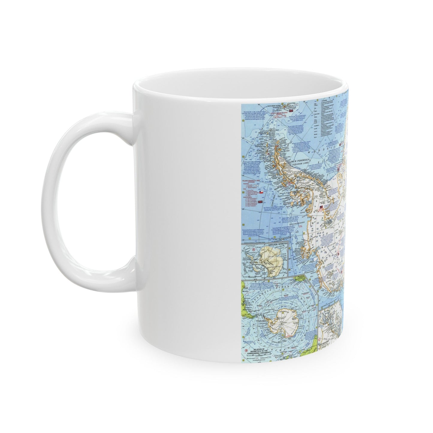 Antarctica (1963) (Map) White Coffee Mug-The Sticker Space