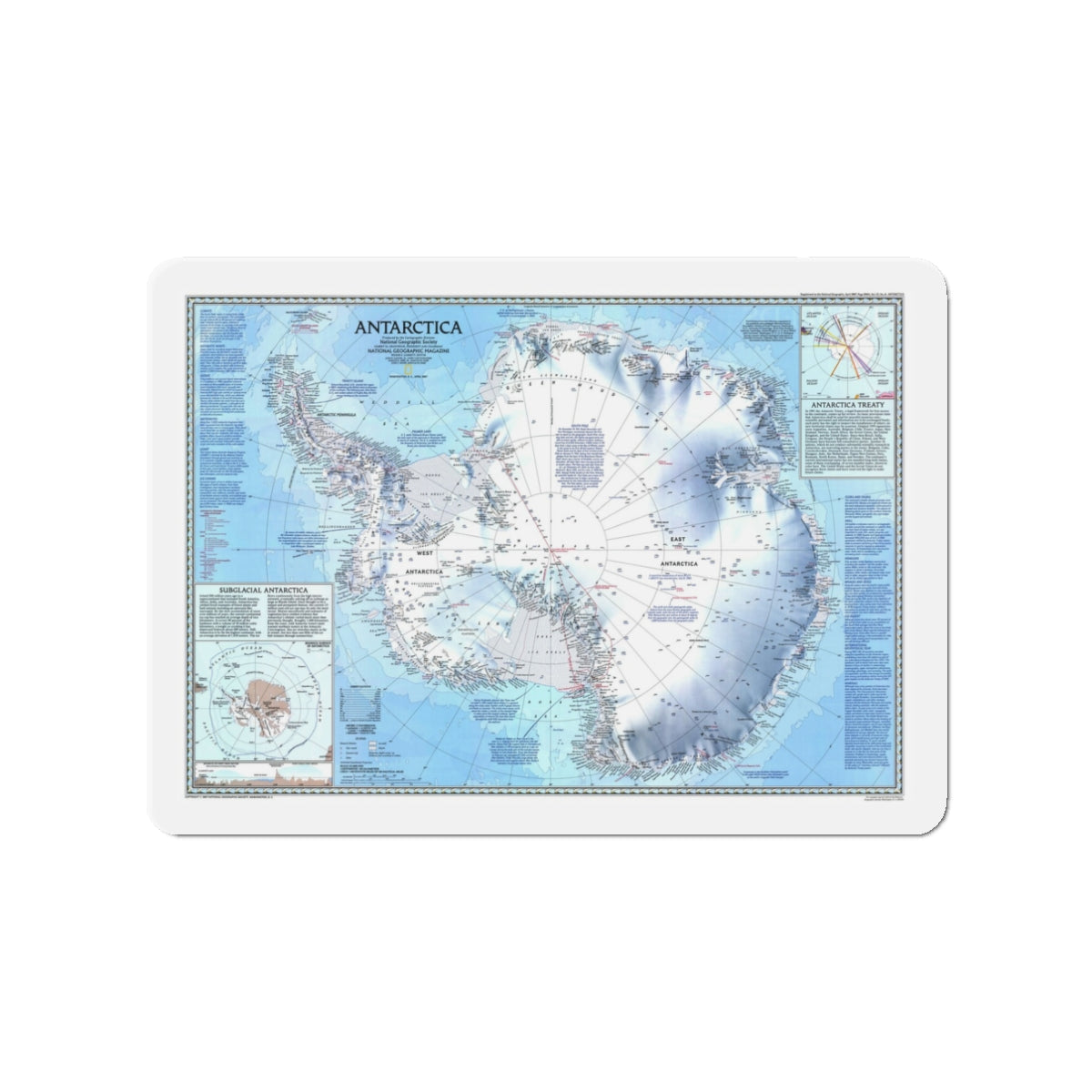 Antarctica (1987) (Map) Refrigerator Magnet-3" x 3"-The Sticker Space