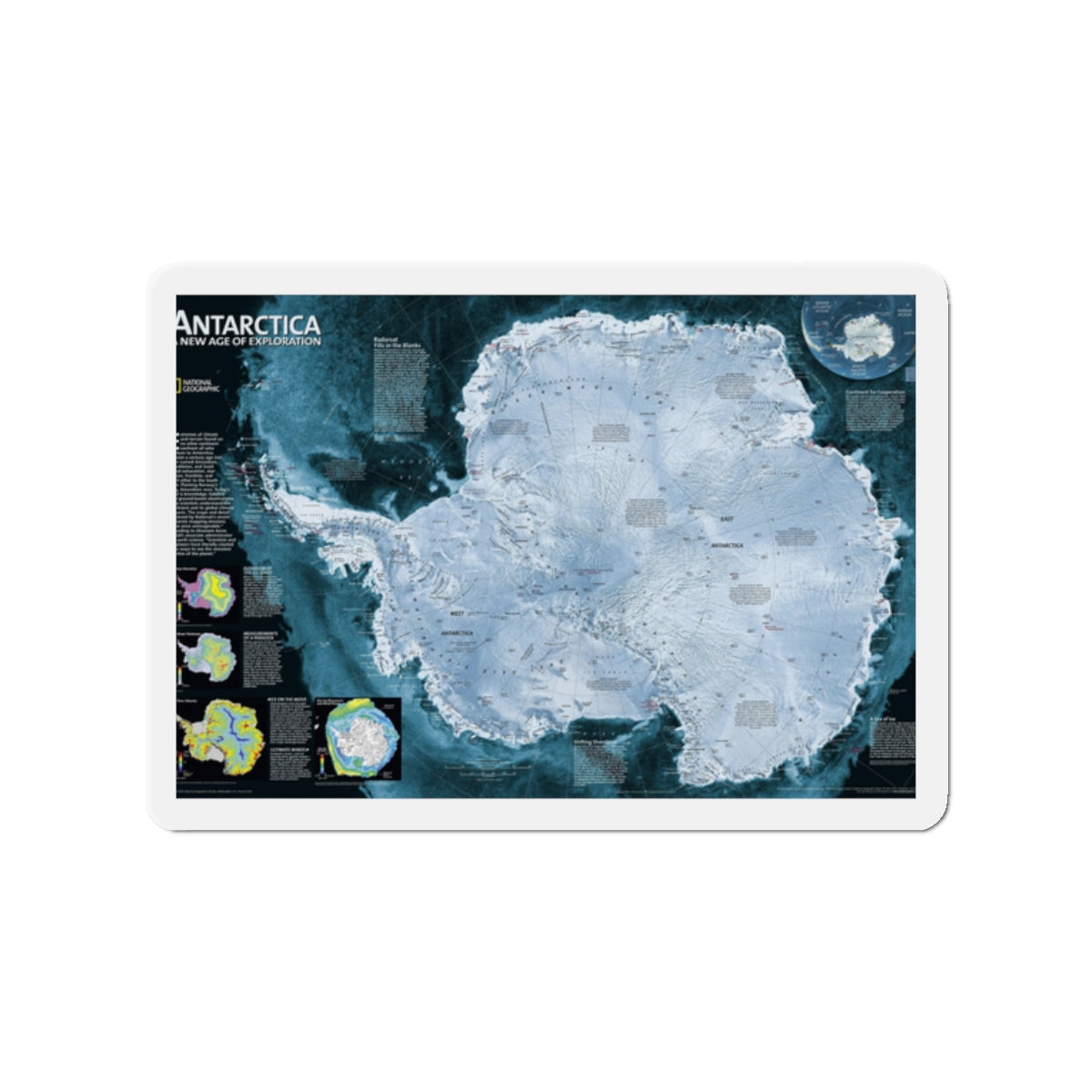 Antarctica (2002) (Map) Refrigerator Magnet-2" x 2"-The Sticker Space