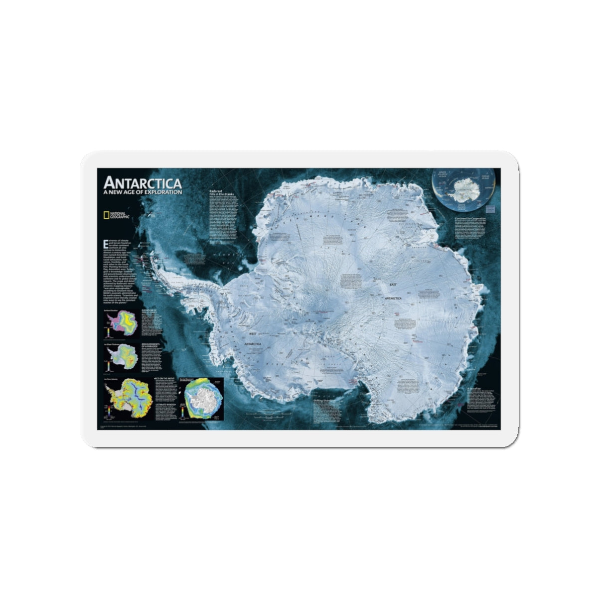 Antarctica (2002) (Map) Refrigerator Magnet-3" x 3"-The Sticker Space