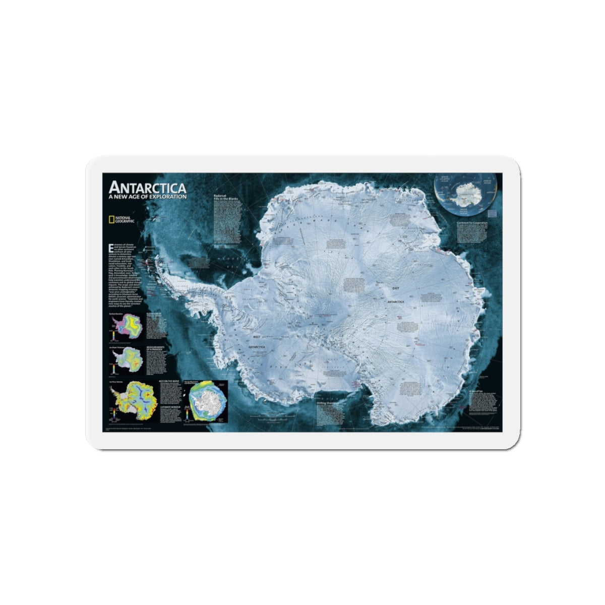 Antarctica (2002) (Map) Refrigerator Magnet-4" x 4"-The Sticker Space