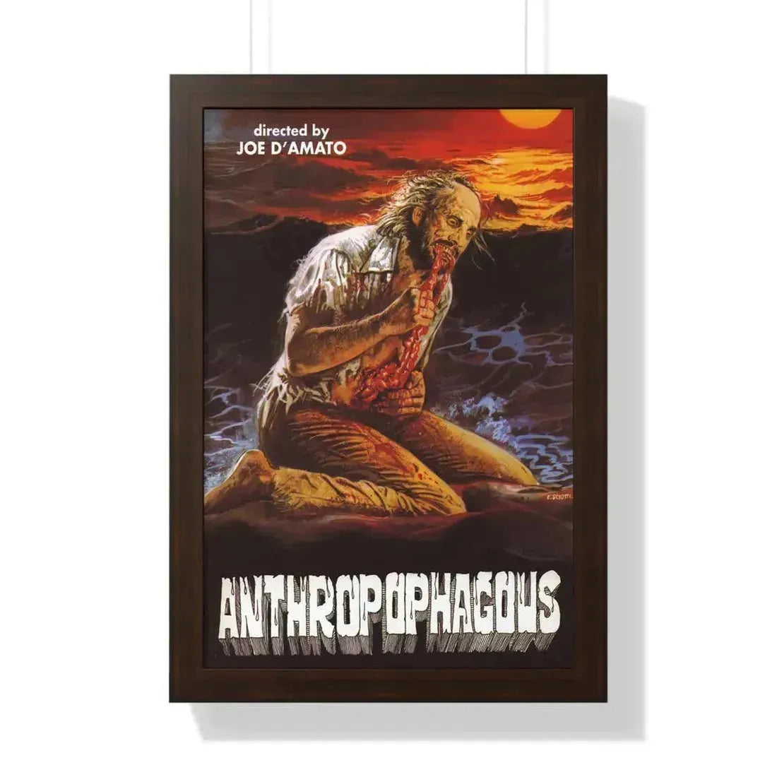 ANTHROPOPHAGOUS (2) 1980 - Framed Movie Poster 16″ x 24″ Walnut - The Sticker Space