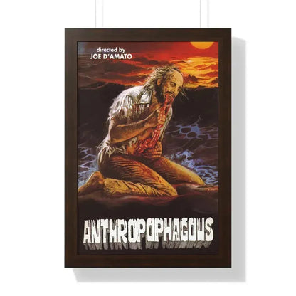 ANTHROPOPHAGOUS (2) 1980 - Framed Movie Poster 16″ x 24″ Walnut - The Sticker Space
