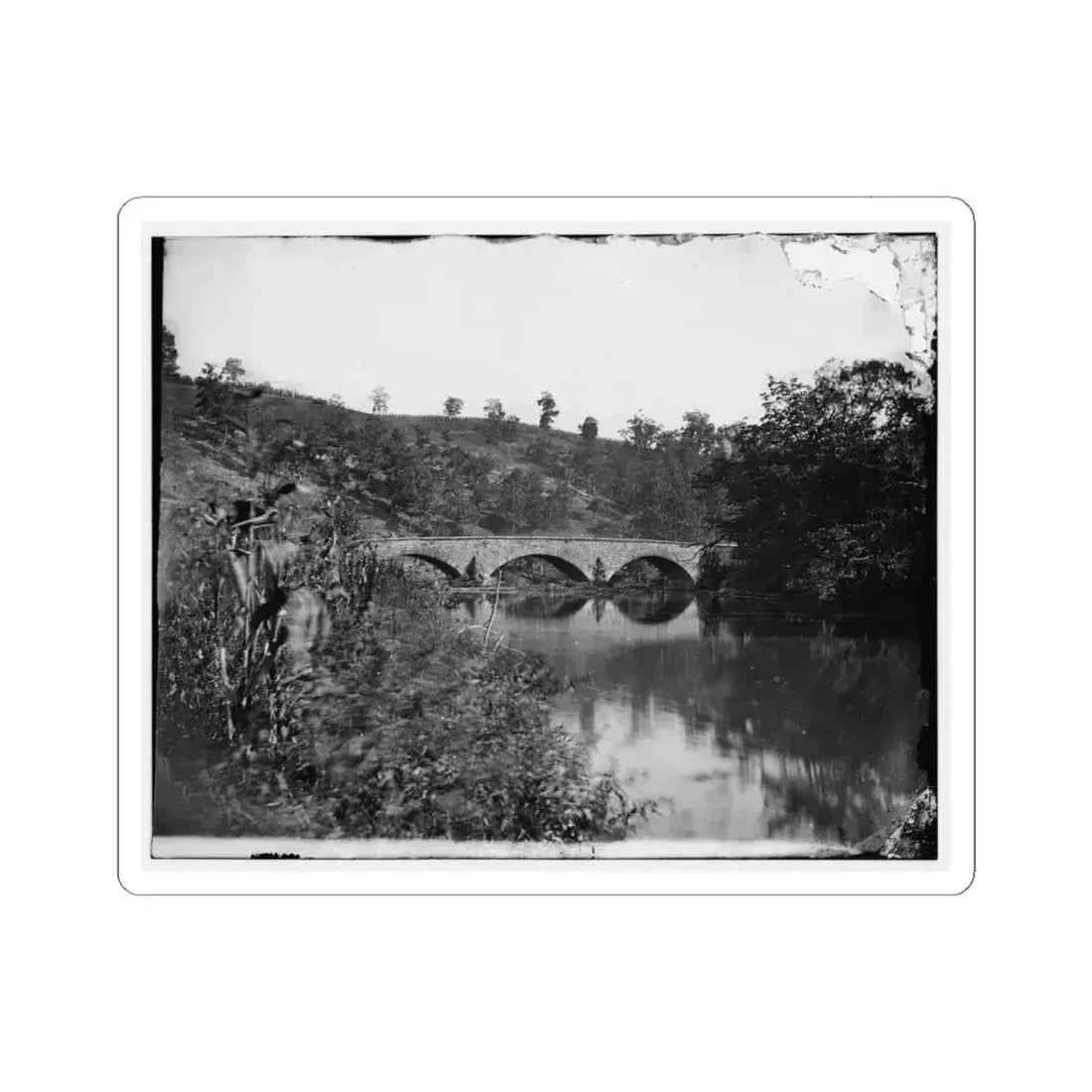 Antietam, Maryland. Antietam Bridge, Looking Down Stream (U.S. Civil War) STICKER Vinyl Kiss-Cut Decal 6 Inch White - The Sticker Space