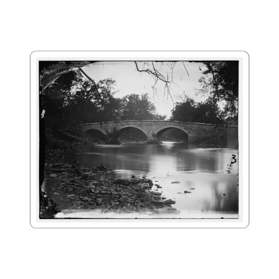 Antietam, Maryland. Burnside Bridge Across the Antietam. Southwest View (U.S. Civil War) STICKER Vinyl Kiss-Cut Decal 3 Inch White - The Sticker Space