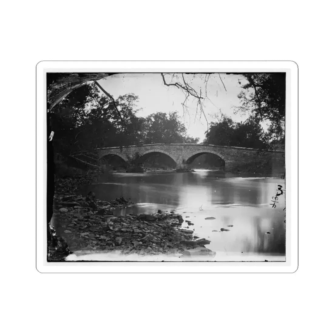 Antietam, Maryland. Burnside Bridge Across the Antietam. Southwest View (U.S. Civil War) STICKER Vinyl Kiss-Cut Decal 4 Inch White - The Sticker Space