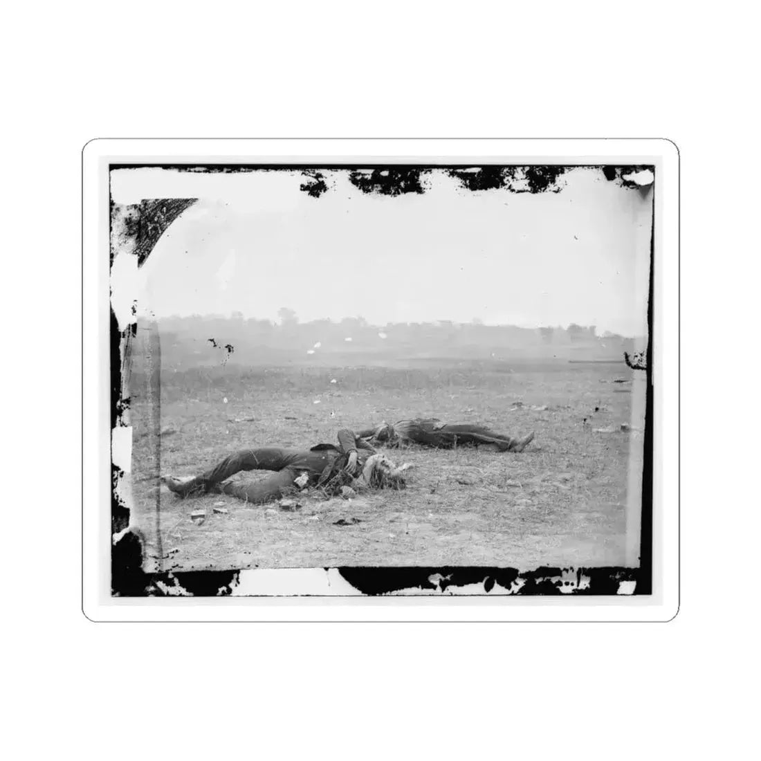 Antietam, Maryland. Confederate Soldiers as They Fell Near the Burnside Bridge (U.S. Civil War) STICKER Vinyl Kiss-Cut Decal 4 Inch White - The Sticker Space