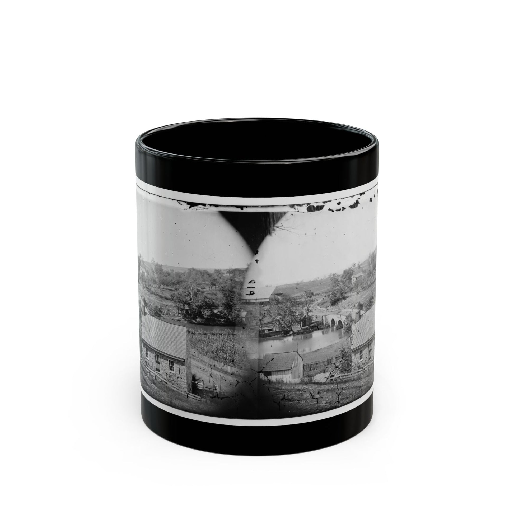 Antietam, Maryland. Antietam Bridge, Eastern View (U.S. Civil War) Black Coffee Mug-11oz-The Sticker Space