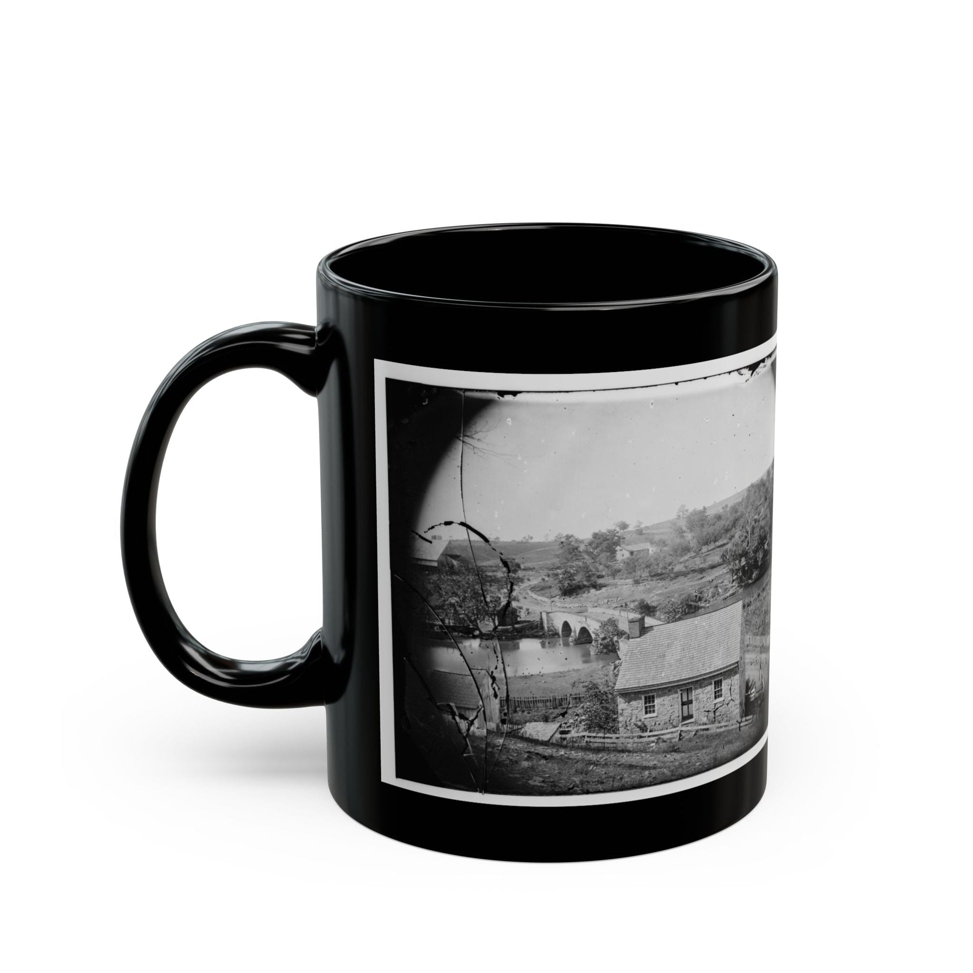 Antietam, Maryland. Antietam Bridge, Eastern View (U.S. Civil War) Black Coffee Mug-The Sticker Space