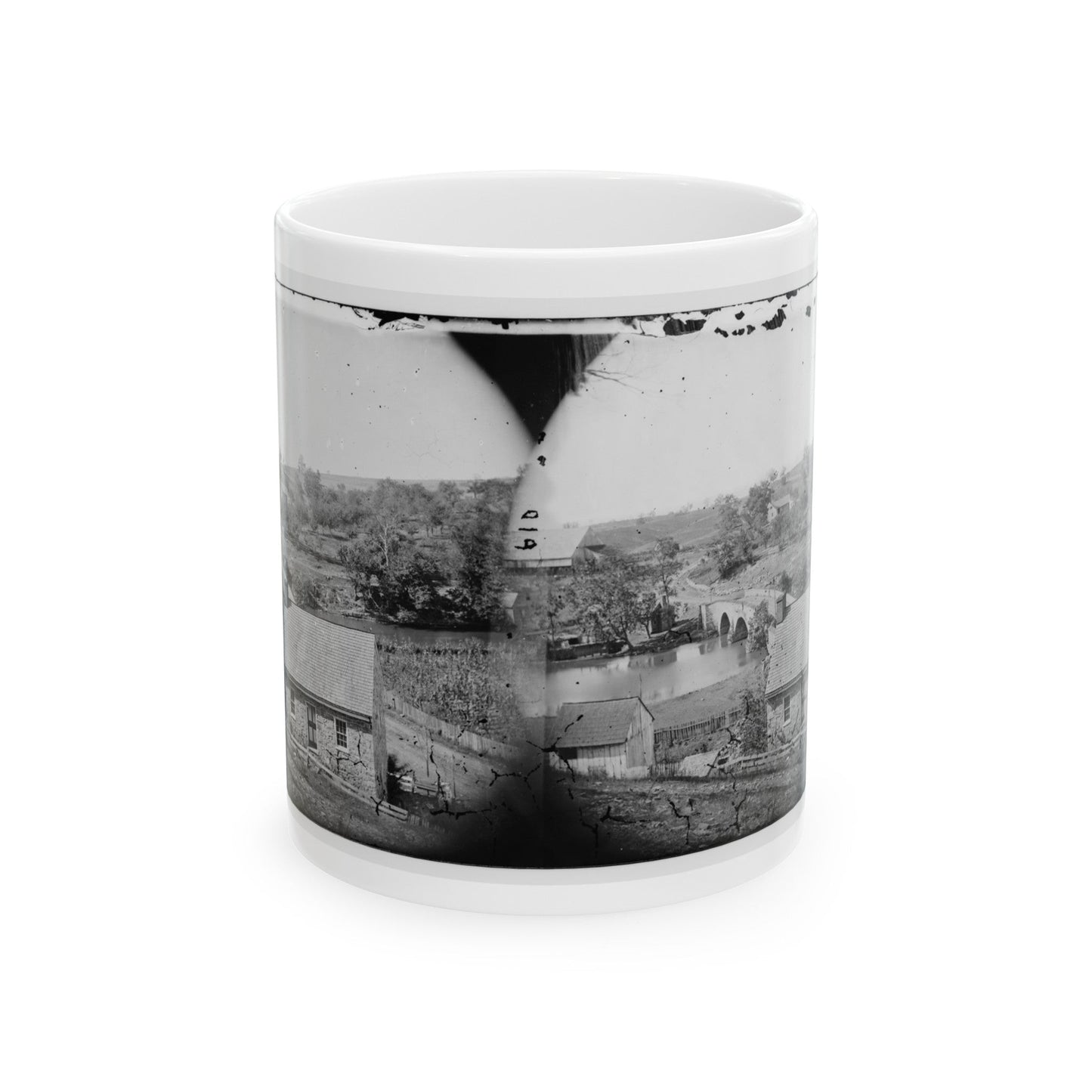 Antietam, Maryland. Antietam Bridge, Eastern View (U.S. Civil War) White Coffee Mug-11oz-The Sticker Space