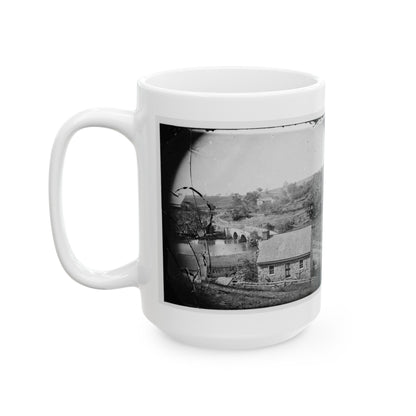 Antietam, Maryland. Antietam Bridge, Eastern View (U.S. Civil War) White Coffee Mug-The Sticker Space