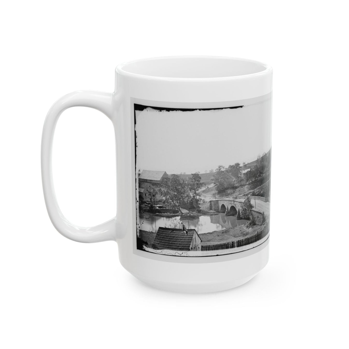 Antietam, Maryland. Antietam Bridge, Looking Across Stream (U.S. Civil War) White Coffee Mug