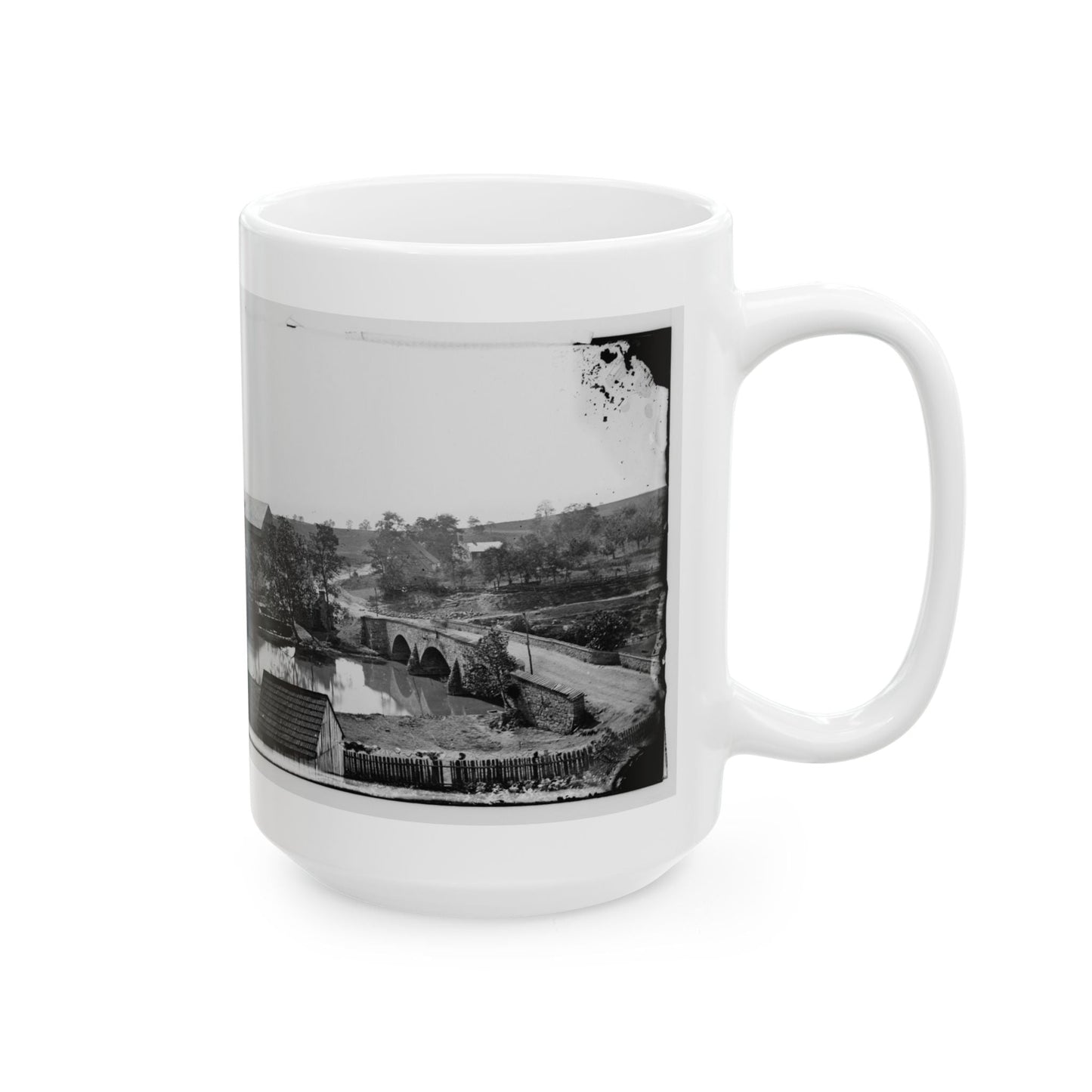 Antietam, Maryland. Antietam Bridge, Looking Across Stream (U.S. Civil War) White Coffee Mug