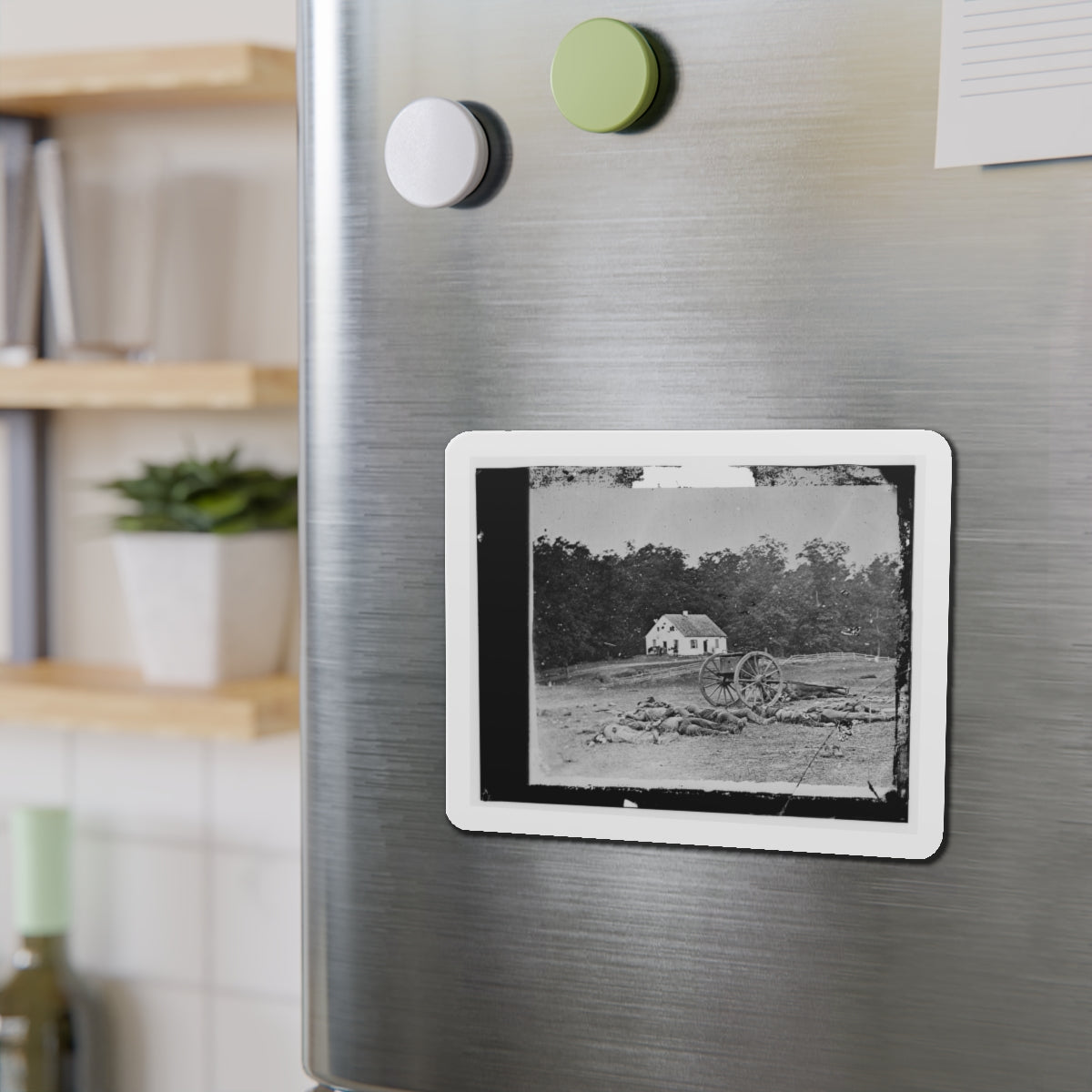 Antietam, Maryland. Bodies In Front Of The Dunker Church (U.S. Civil War) Refrigerator Magnet-The Sticker Space