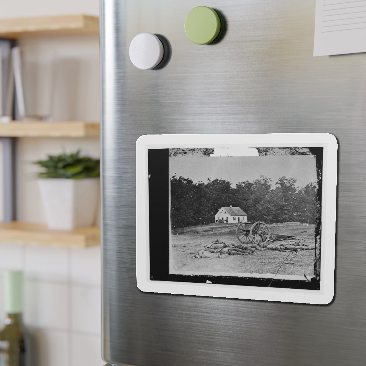 Antietam, Maryland. Bodies In Front Of The Dunker Church (U.S. Civil War) Refrigerator Magnet-The Sticker Space