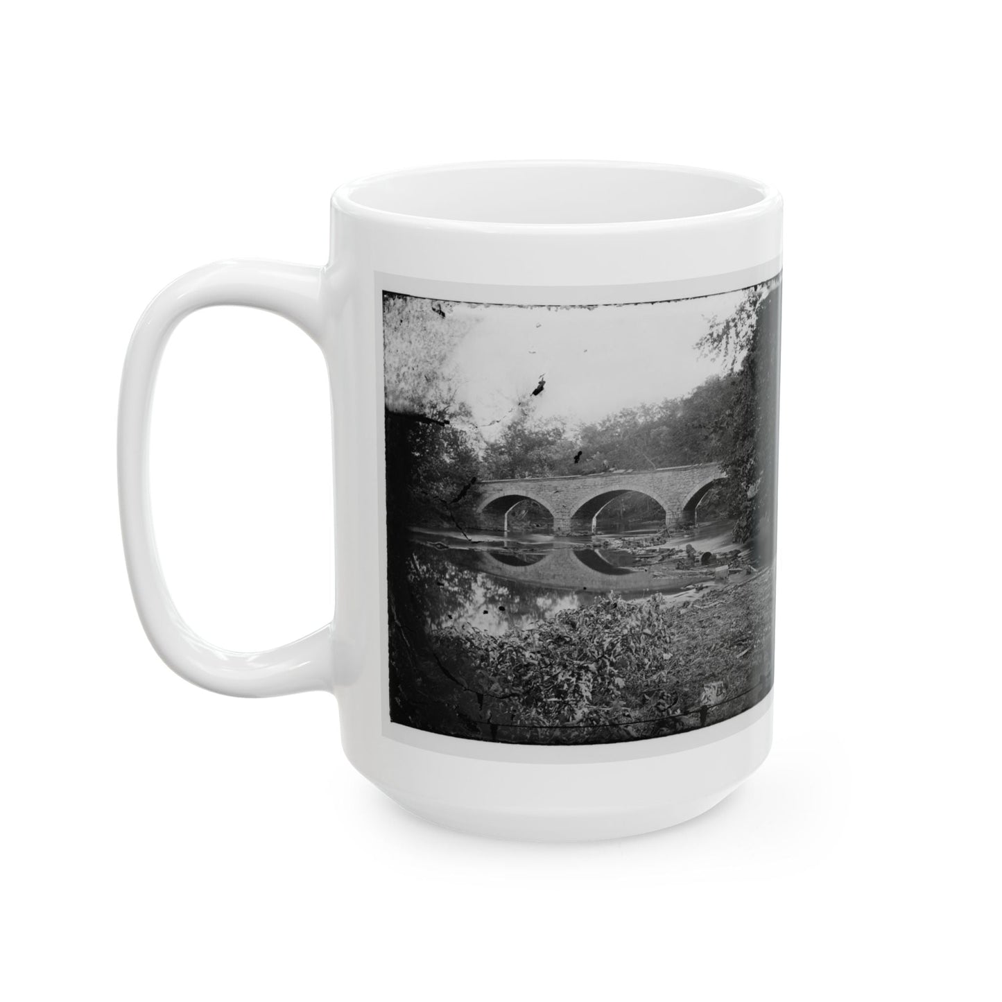 Antietam, Maryland. Burnside Bridge Across The Antietam. Northwest View (U.S. Civil War) White Coffee Mug-The Sticker Space