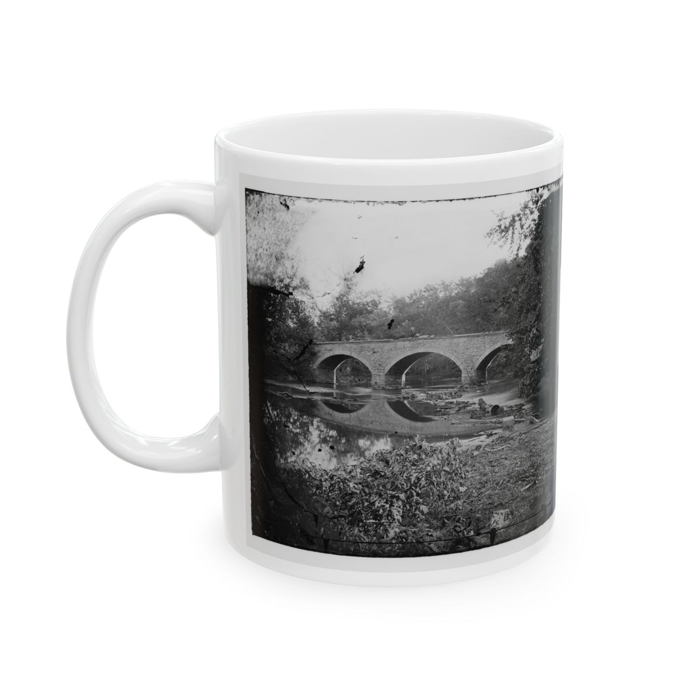 Antietam, Maryland. Burnside Bridge Across The Antietam. Northwest View (U.S. Civil War) White Coffee Mug-The Sticker Space