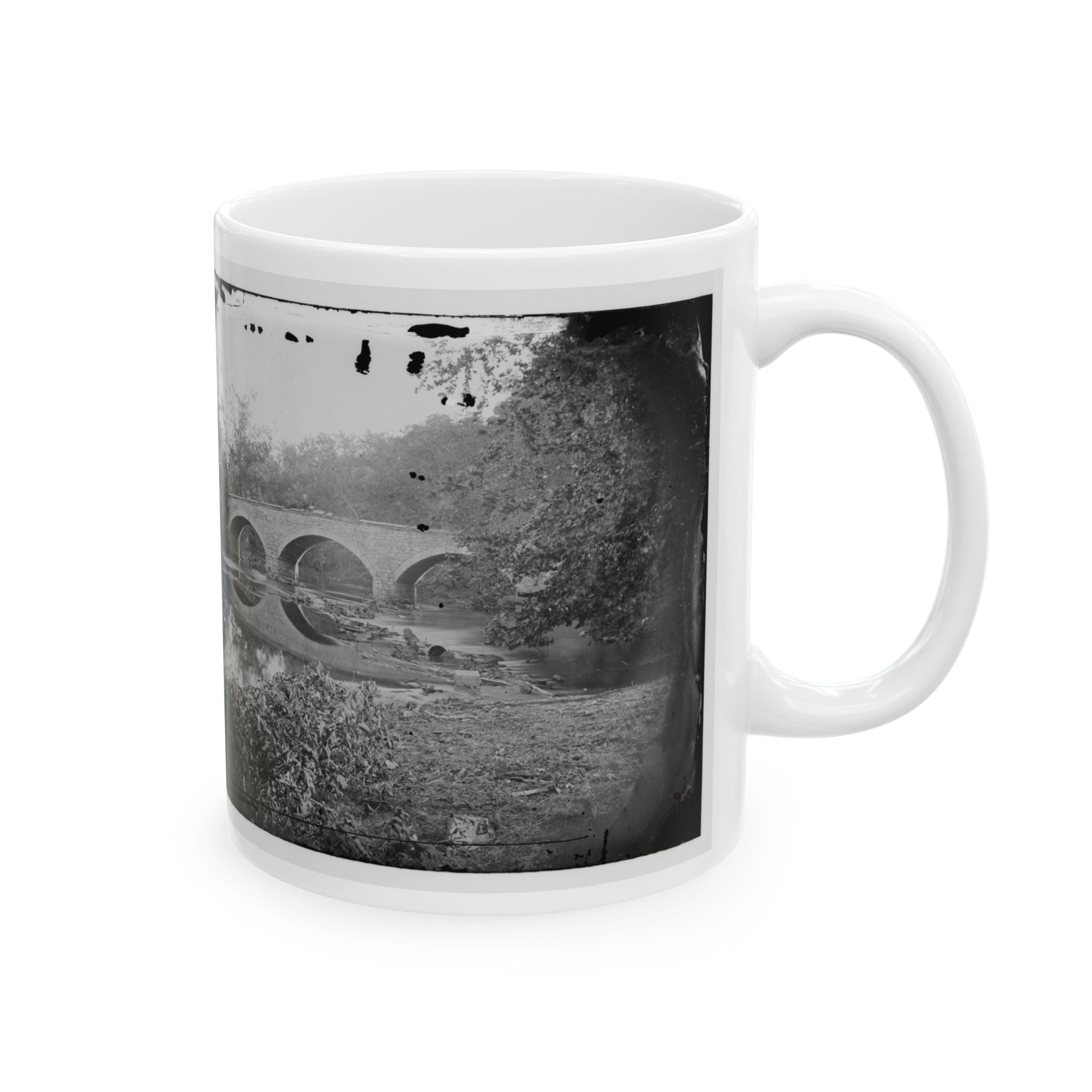 Antietam, Maryland. Burnside Bridge Across The Antietam. Northwest View (U.S. Civil War) White Coffee Mug-The Sticker Space